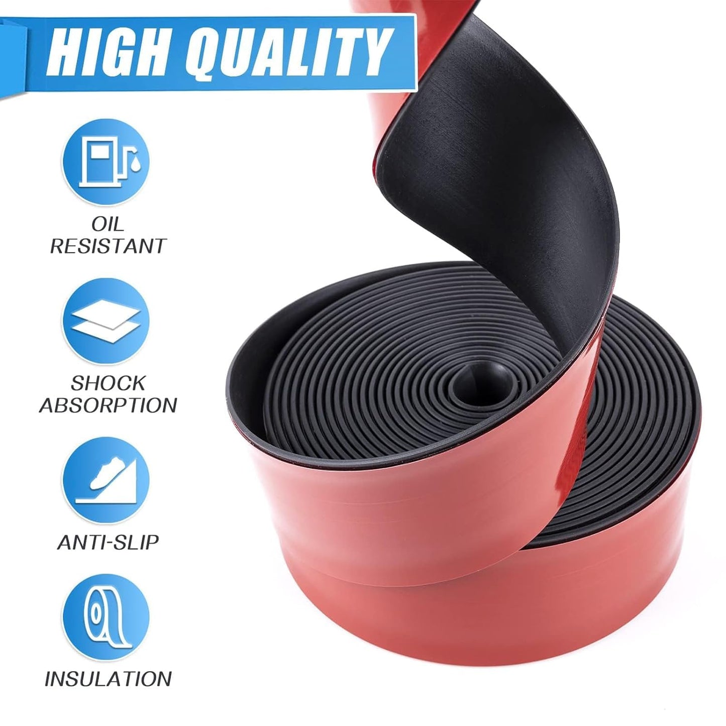 Neoprene Rubber Strips Self Adhesive Sheets, Rolls & Strips with Adhesive Backing Rubber Pads Self Stick Seal Gasket Tape for Matting Padding - 3” Wide x 1/8" Thick x 20' Long