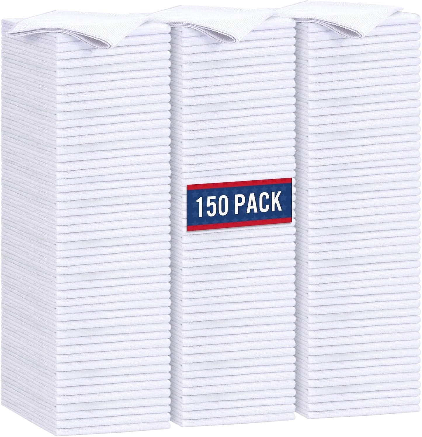 GLIMGLINT White Microfiber Cleaning Cloth, 150 Pack Microfiber Towels for Cars, Lint Free, Scratch-Free, Highly Absorbent, Reusable Cleaning Rags for Car, Household, Shop Towels 14"X12"