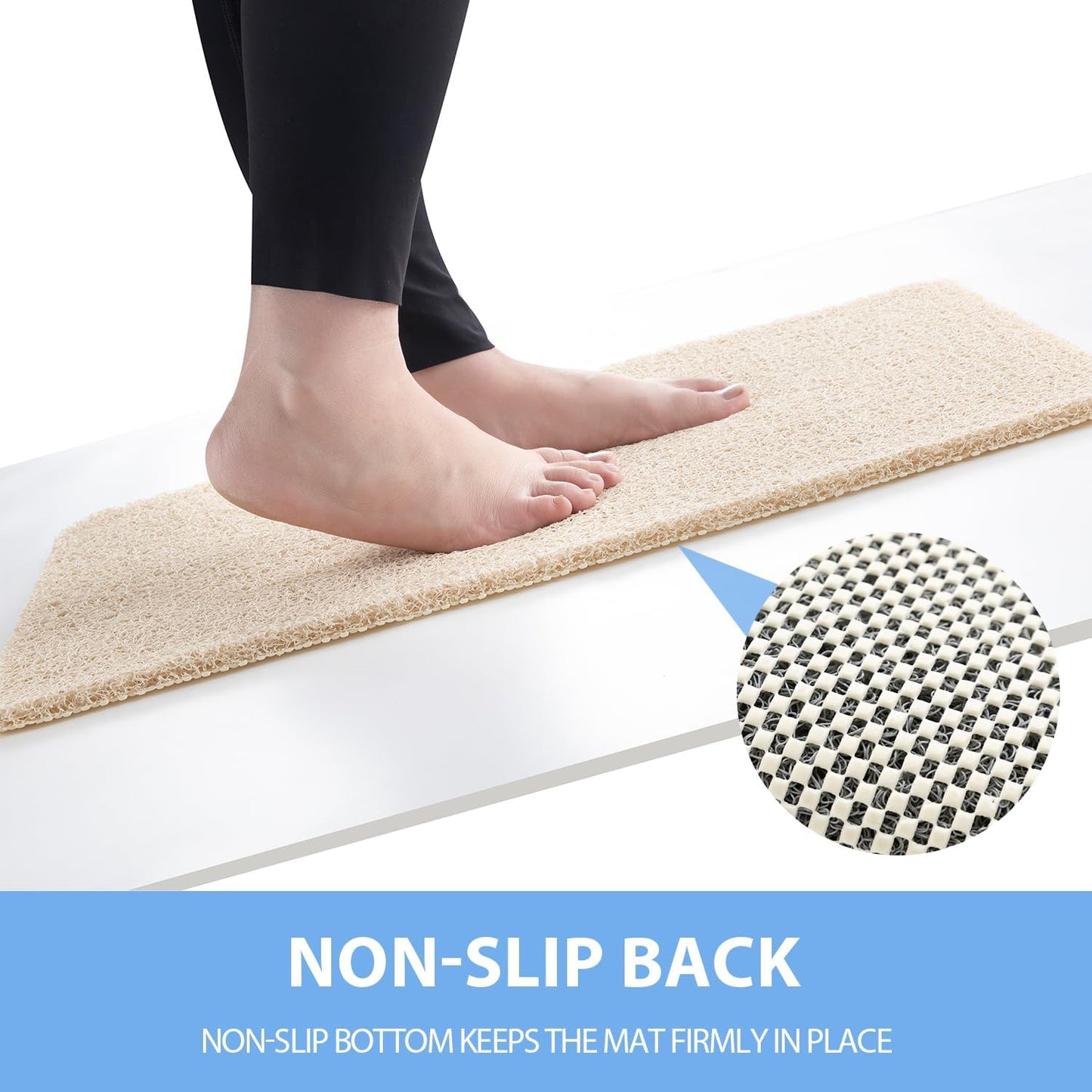 Non-Slip Bathtub Mat, 2 Pack Anti Slip Shower Mat, Fast Drying Bathtub Mats, Foot Scrubber Mat, Anti Slip Mat for Tub, Floor, Bathroom, Kitchen, Home, Hotel (Beige 24"×16"+24"×16")