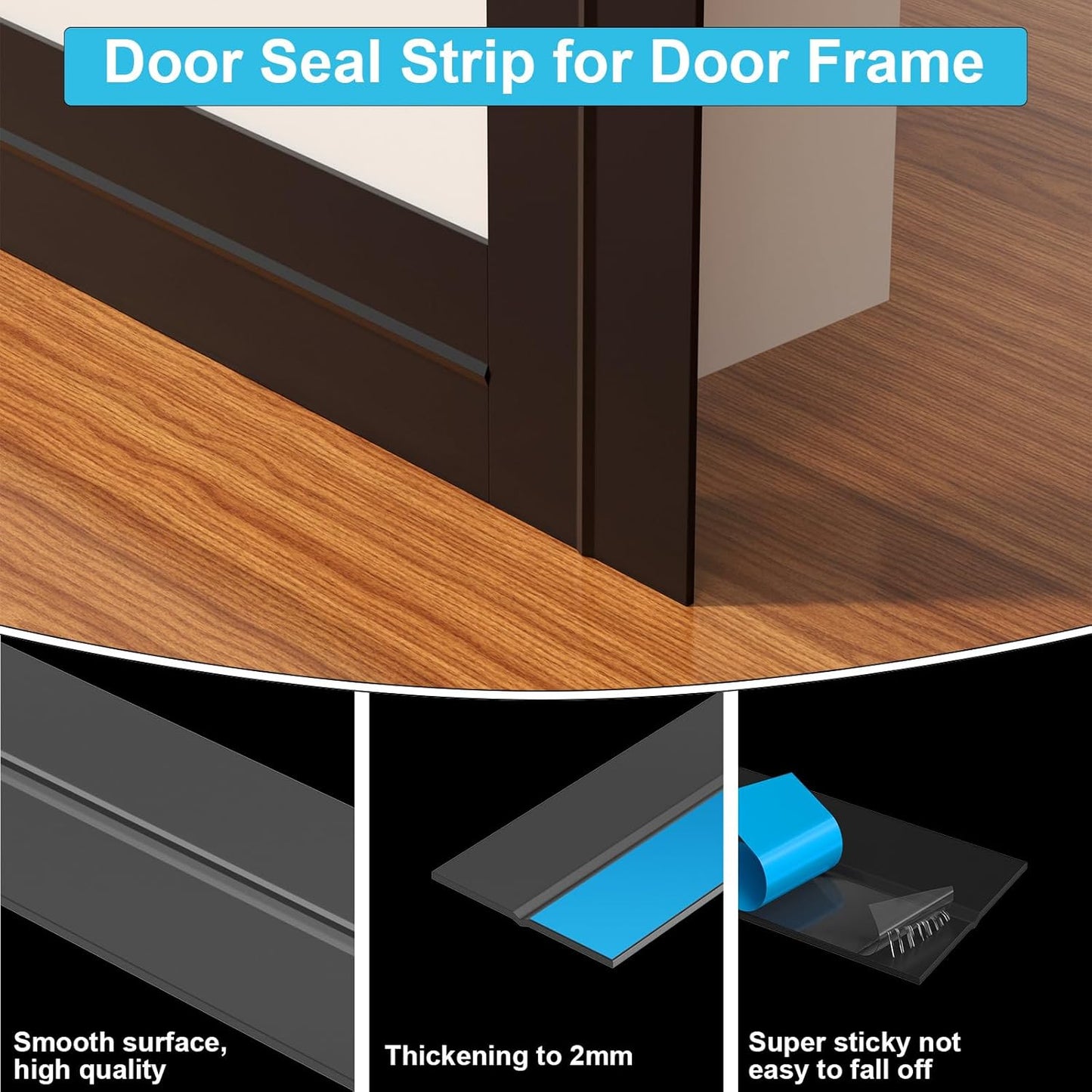 Weather Stripping Door Seal, Silicone Strip for Frame and Gaps Draft Stopper,Glass Shower Door Sweep, Black, 20 Feet x 2 Inch
