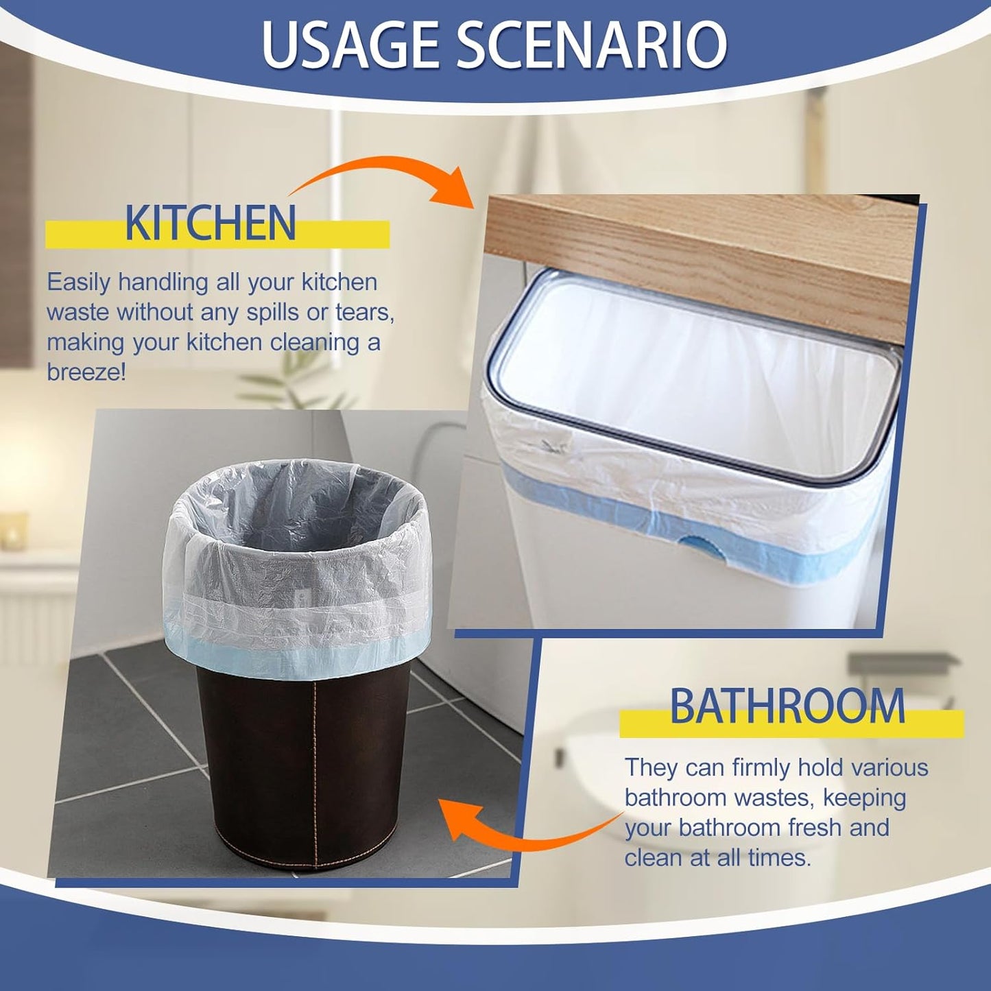 240 Count 5 Gallon Trash Bags Drawstring 1.1 Mil - 18 Liter Small Garbage Bags for Bathroom, Strong Unscented White Plastic Wastebasket Bin Liners for Kitchen Office Toilet and Bedroom