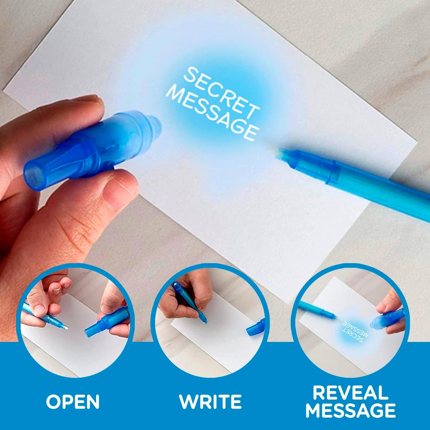 Personalized Invisible Disappearing Ink Pen Marker, Custom Secret Spy Message Writer with UV Light, Fun Activity for Kids Party Favors Gifts and Stock Stuffers, 12 Pack, Purple