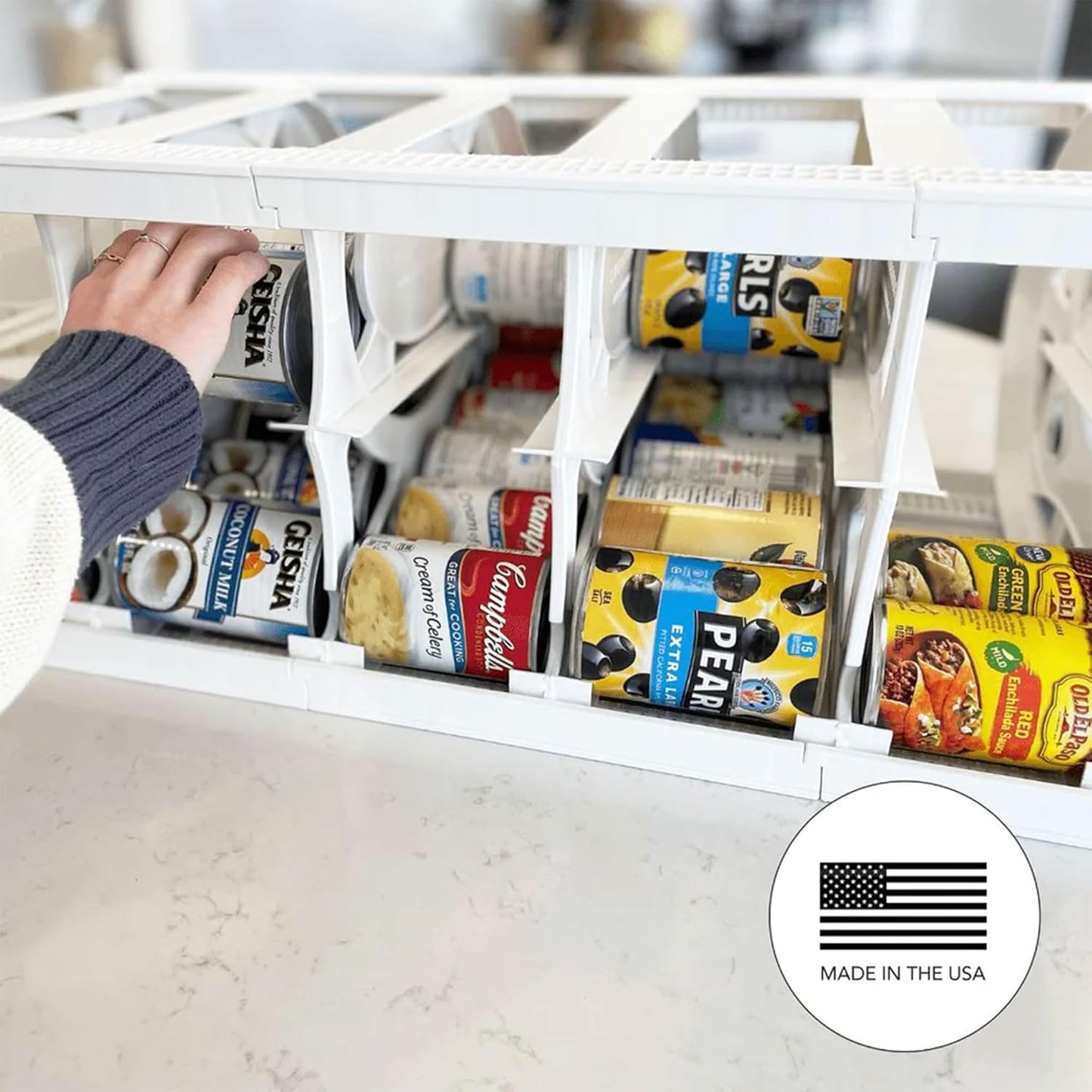 Shelf Reliance Cansolidator Pantry - 2-Pack Can Organizer for Pantry, Stackable Soda Can Storage for Kitchen, Holds 40 Cans of Food or Soda