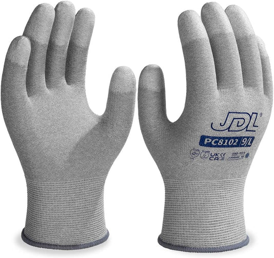 JDL ESD Work Gloves, Anti-Static Gloves for PC Building, 12 pairs, Computer Installation & Repair, High Resistance Carbon Fiber Gloves, Medium