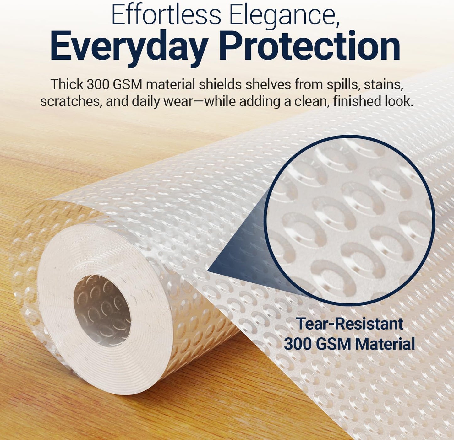 Shelf Liner Drawer Liner for Kitchen Cabinets Non-Adhesive by Linda’s Essentials (17.7 x 240 Inches) - Non-Slip Easy Clean Kitchen Cabinet and Cupboard Protector, Waterproof Mat, Clear Roll