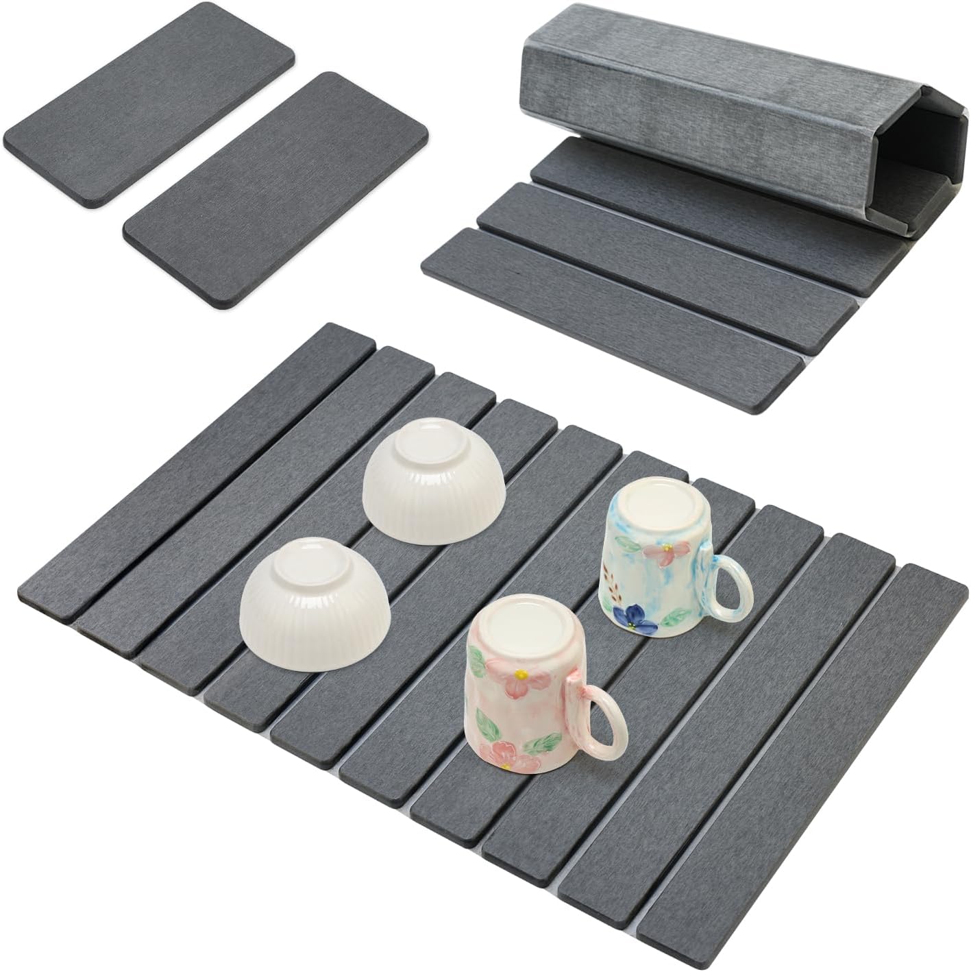 3 Pcs Large Stone Drying Mats for Kitchen Counter Diatomaceous Earth Dish Fast Dry Stone Sink Mat Dish Drying Matt Pad Water Absorbing Bathroom Trays Kitchen Countertop Diatomite Dish Draining Mat