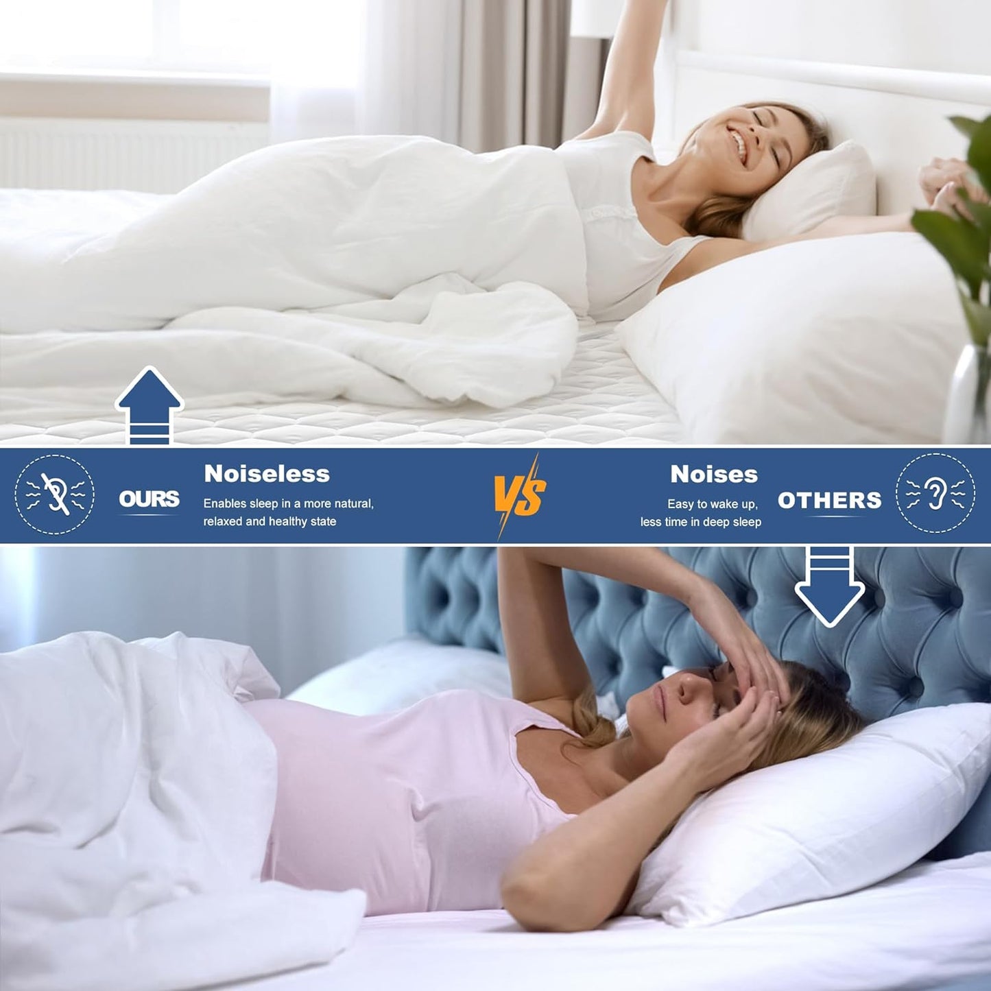 GRT Twin Mattress Protector Waterproof, 100% Waterproof Quilted Fitted Mattress Pad, Noiseless Hollow Cotton Mattress Cover, fits up to 18" Deep, Dust Proof White