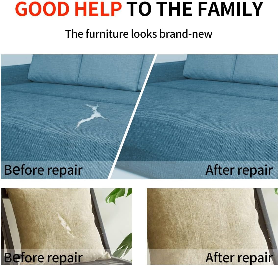 Fabric Repair Patches, Linen Repair Tape Self-Adhesive Fabric Patches Durable, DIY Large Linen Tape for Sofa, Couches, Furniture, Chair, Clothing （3.5X79 Inch, Black）