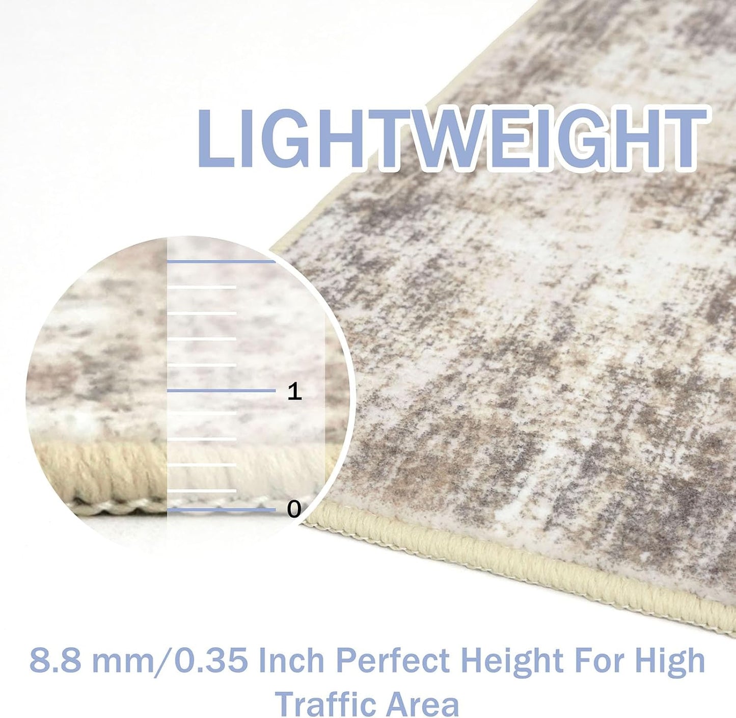 IOHOUZE Abstract Runner Rug 2x6 Ft Washable Runners for Hallways, Non Slip Kitchen Runner Printed Faux Wool Entryway Runner Indoor, Modern Abstract Floor Carpet for Hall Kitchen Bedroom, Beige Brown