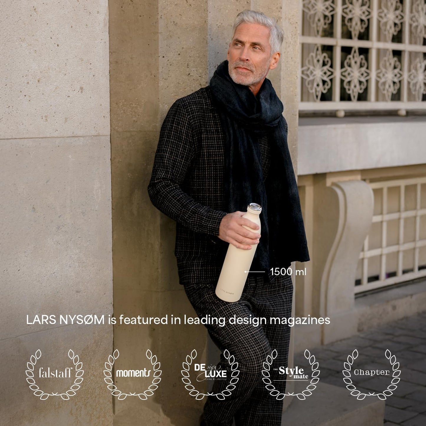 LARS NYSØM Stainless Steel Insulated Water Bottle 12oz 17oz 25oz 34oz 51oz | Insulated Thermo Flask for Hot and Cold Beverages | Leakproof Drinking Bottle (Calypso Blue, 33.9 oz)