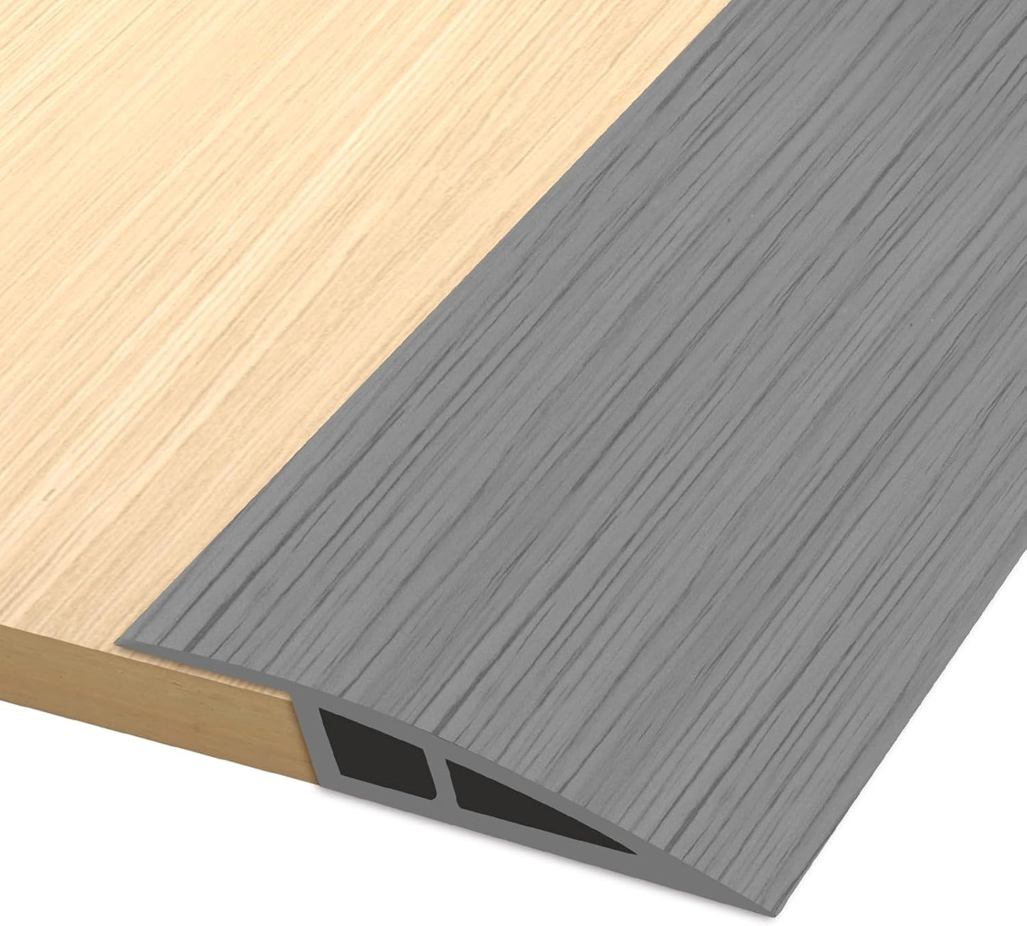 Vinyl Door Threshold Flooring Transition Strip Self Adhesive Carpet Edging Strip for Laminate Doorway Edge Threshold from 1/5" to 2/5" (Light Gray Wood Grain, 10 Ft)