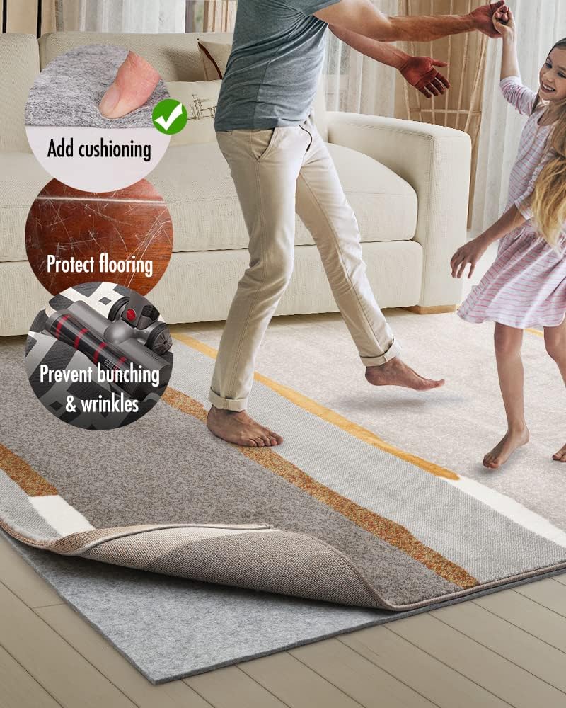 Non Slip Rug Pad Gripper - 2.6x12 Feet 1/4” Extra Thick Felt Under Rug for Area Rugs and Hardwood Floors,Super Cushioned Non Skid Carpet Padding