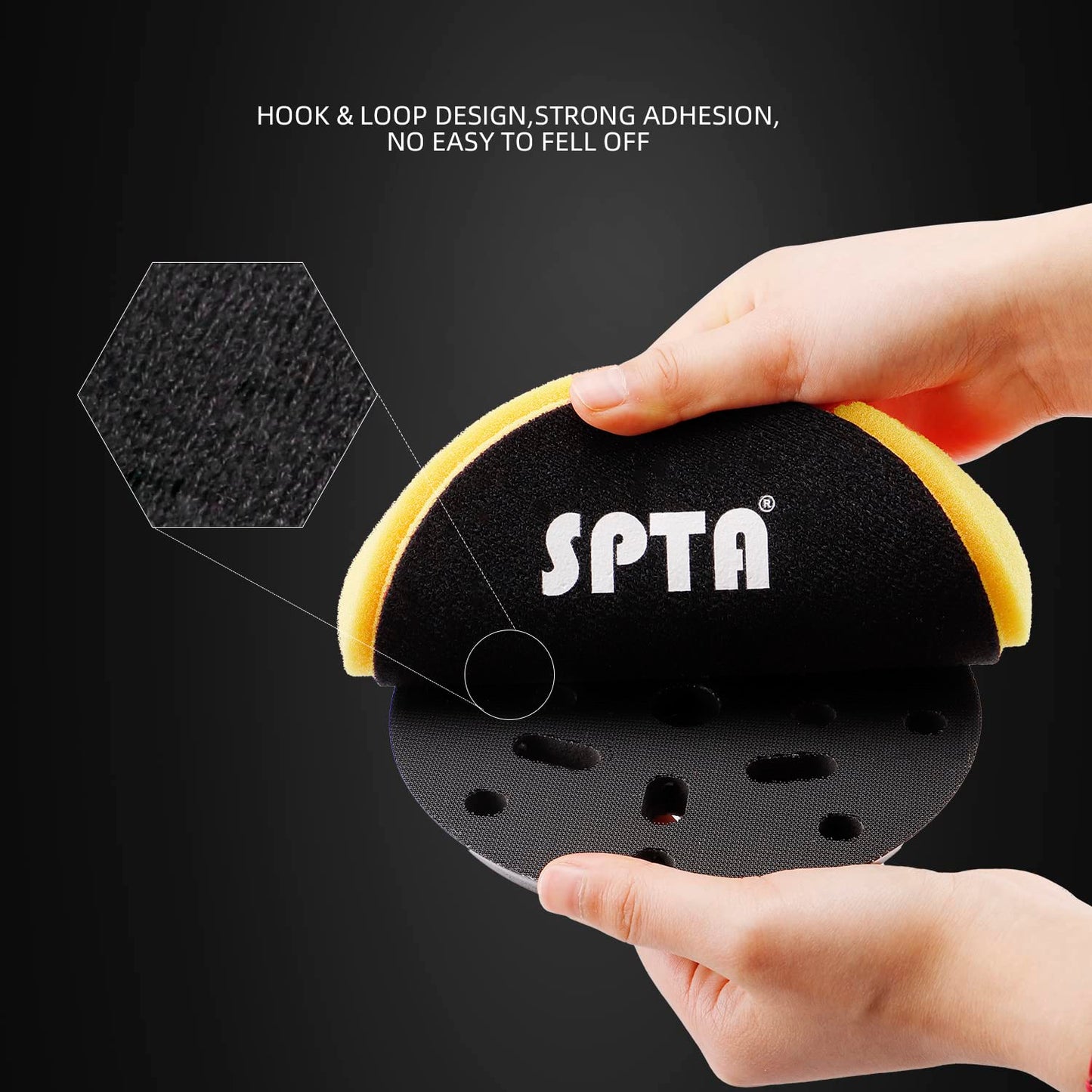 Yellow Medium Cut Pad, Buffing Polishing Pads, SPTA 1Pc 5.5 Inch Face for 5 Inch 125mm Backing Plate Compound Buffing Sponge Pads for Car Buffer Polisher Compounding, Polishing and Waxing - FPTSS5Y