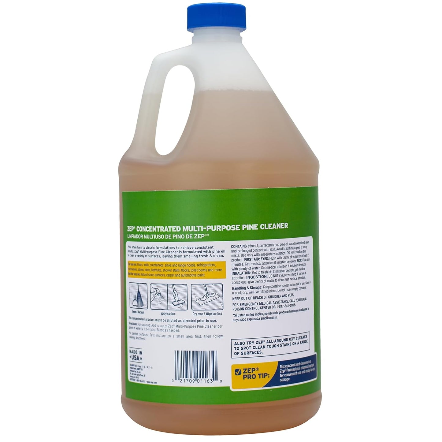 Zep Concentrated Multi-Purpose Pine Cleaner - 128 oz (Case of 4)- ZUMPP128 - Multi-Purpose Cleaner for Professional, Commercial and Household Use, From the Bathroom to Kitchens and Dining Rooms