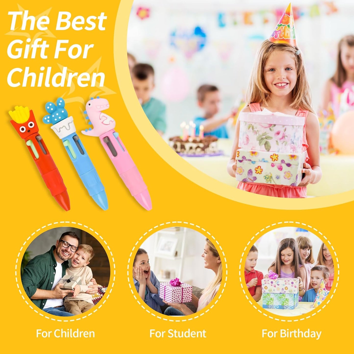 LiYiQ 50 PCS Multicolor Pen in One Fun 4-in-1 Cute Pens Bulk Kawaii Cool Ballpoint Pens for Kids Fun Gifts
