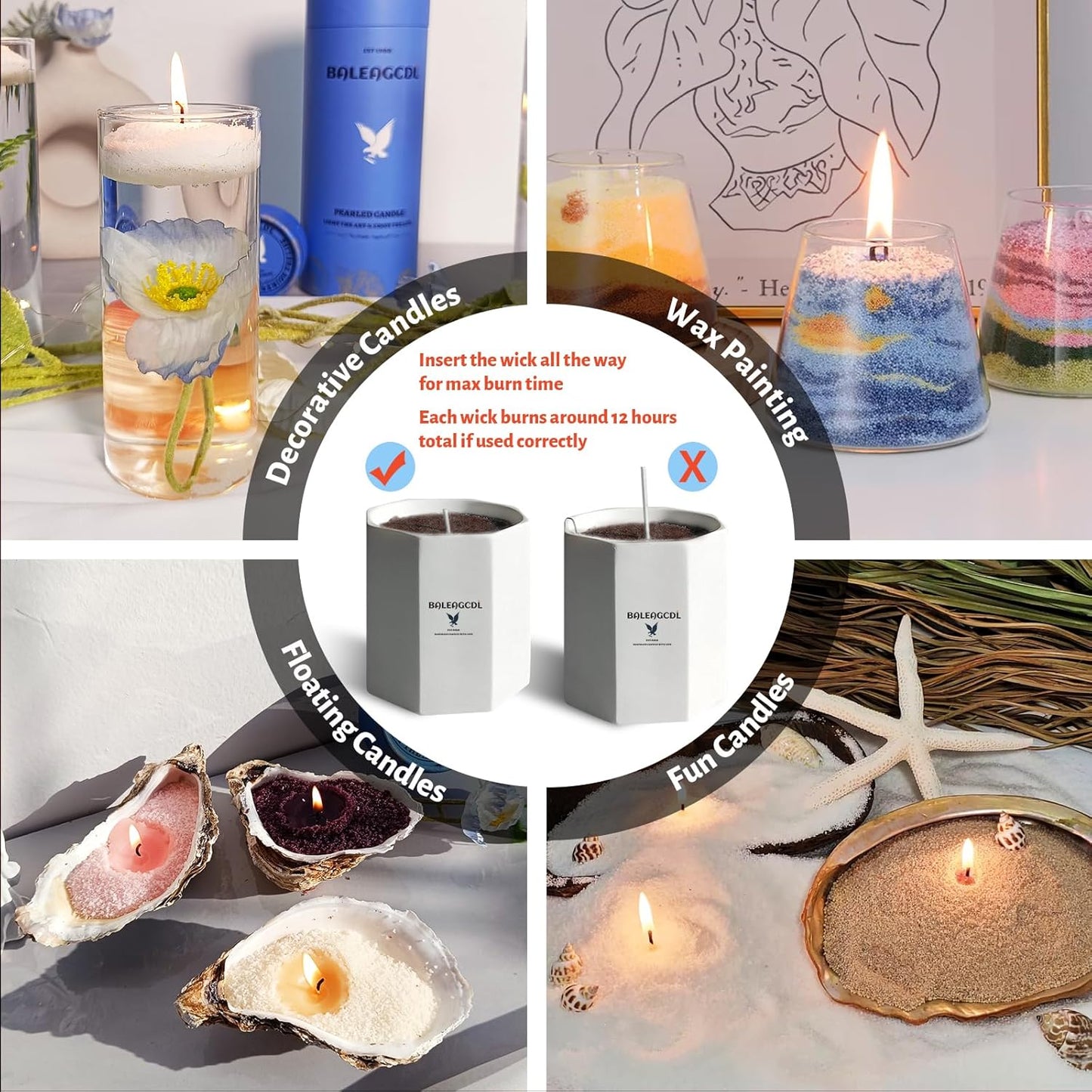 Unscented Brown Pearled Candle 18oz Luxury Sand Candle Granulated Wax - 30 Cotton Wicks – Wax for Candle Making Decorative Candles Smooth and Clean Burning Lasts up to 120 Hours