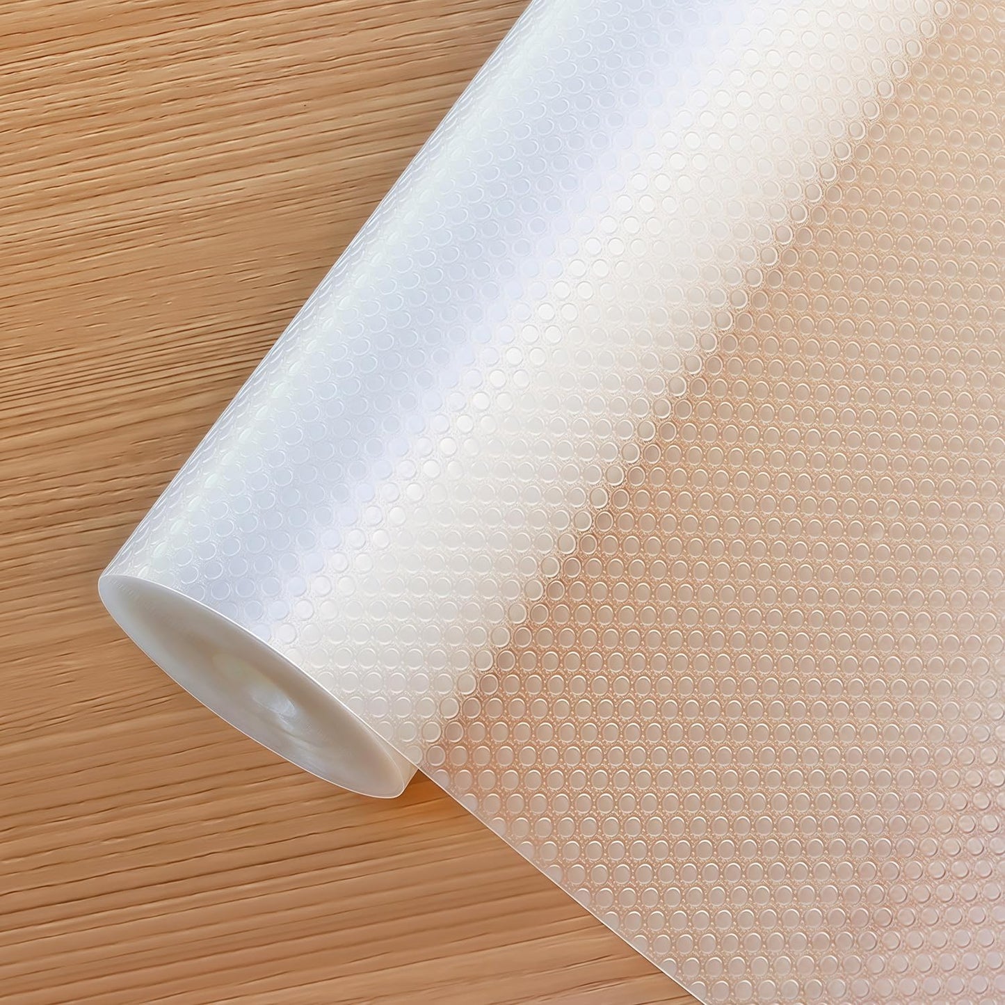 Shelf Liners 20 in x 20 ft EVA Drawer Mats, Non-Adhesive Cupboard Protector, Kitchen Cabinet Lining Fridge Liner (Clear Flat Dot, 50.8x610cm)