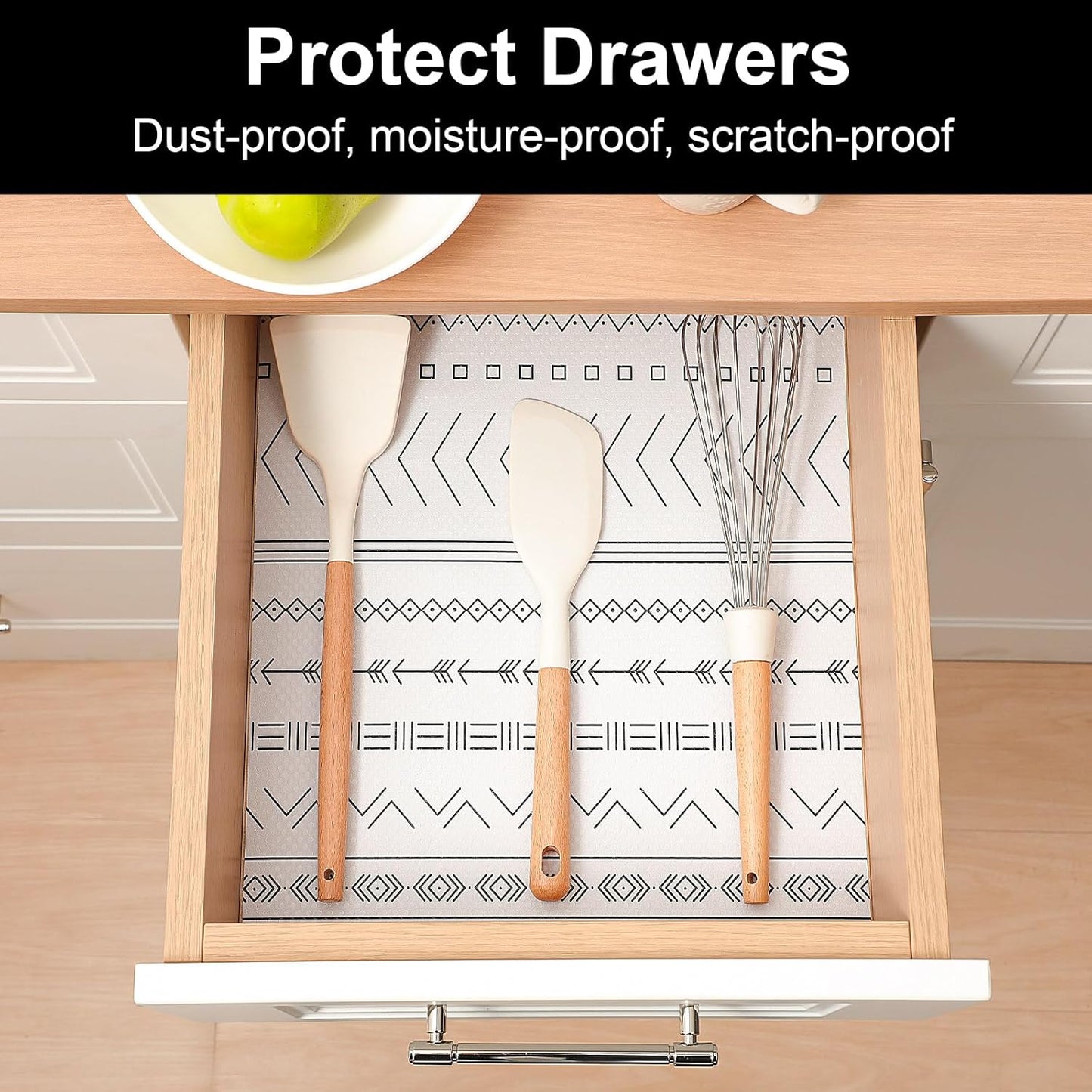 Cooyes Shelf Liners for Kitchen Cabinets, Waterproof and Oil-Proof Kitchen Cupboard Liner, Refrigerator Liners and Plastic Drawer Mats EVA Non Adhesive Shelves
