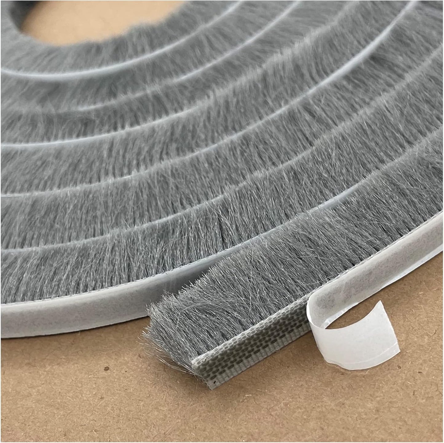 Brush Weather Stripping Window Insulation Sealer for Winter, Self Adhesive Weatherstripping for Doors (16ft x11/32 Backing x 9/16 Brush inch, Black)