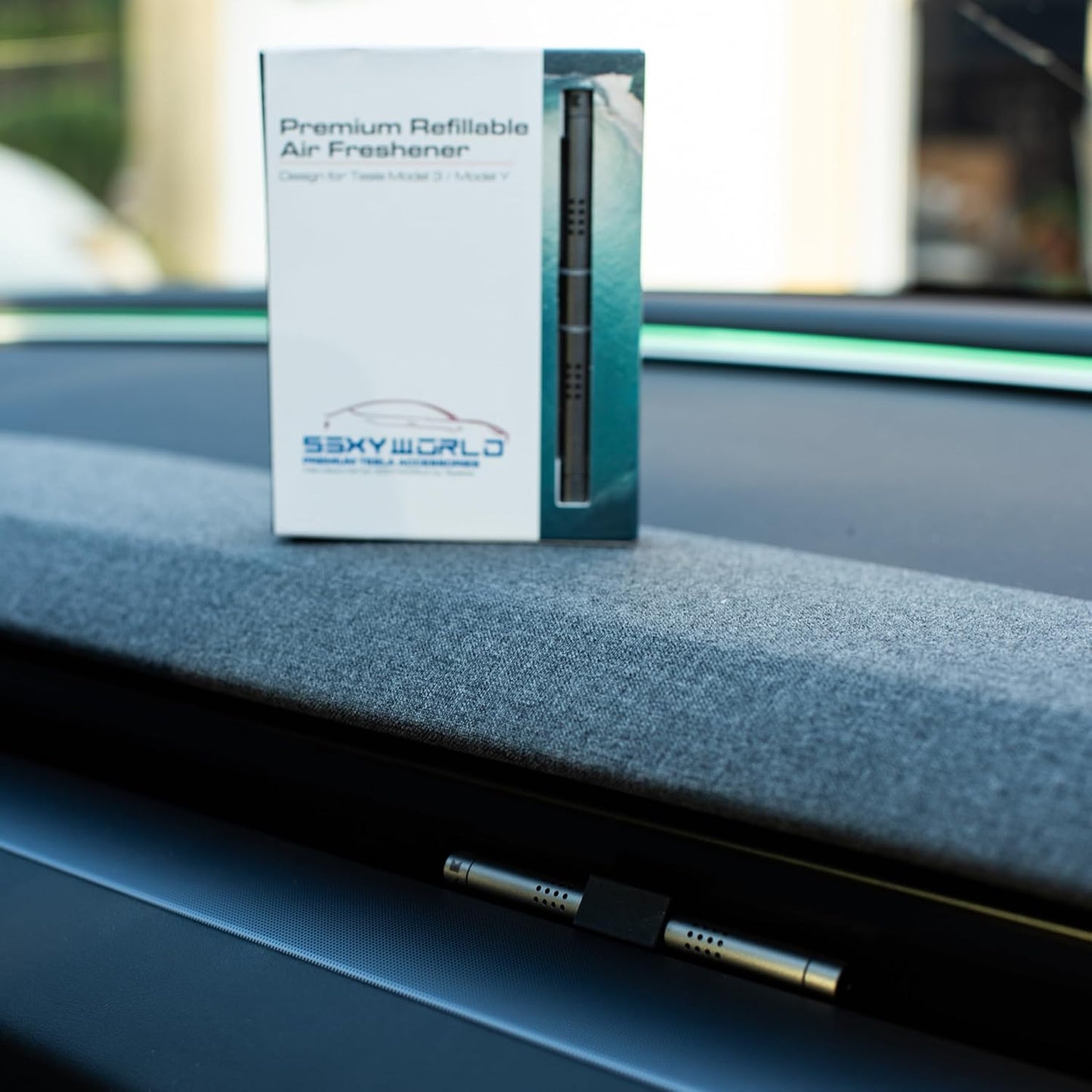 Tesla New Model 3 (Highland) and Model Y (Juniper) Air Freshener | Invisible Slim Design | Aromatherapy Scent | Auto Odor Eliminator | Must Have Tesla Accessories