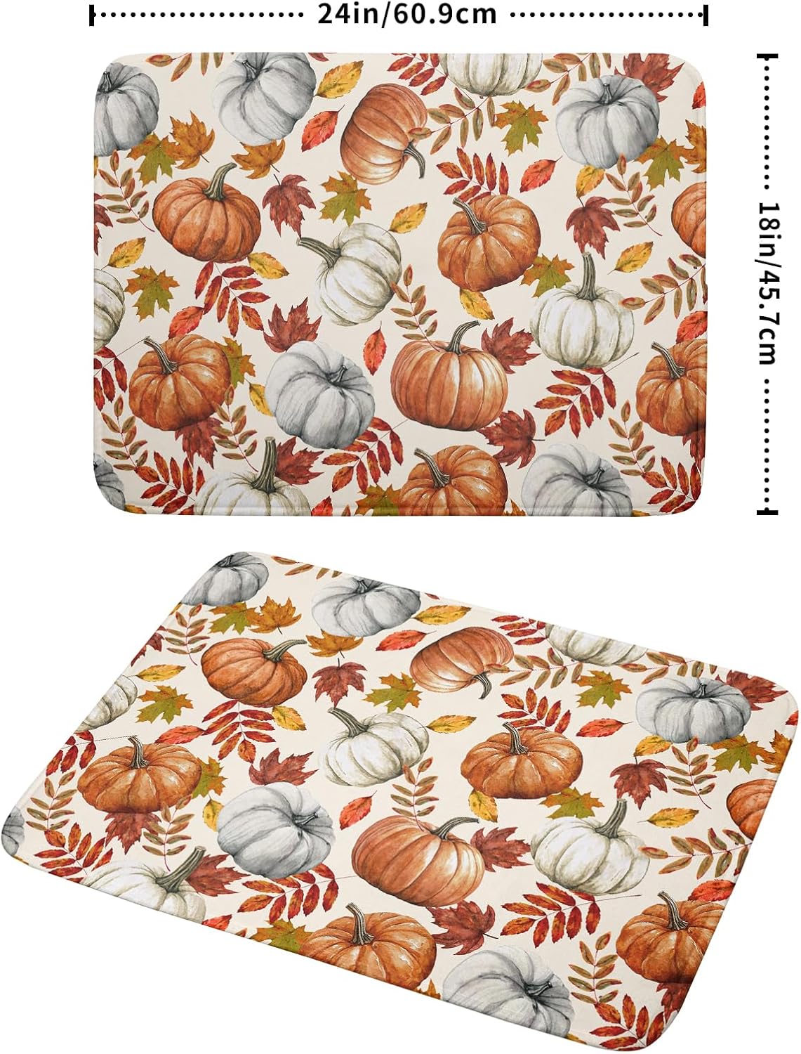 Fall Dish Drying Mat for Kitchen Counter 18x24 Inch Fall Pumpkin Kitchen Mat Thanksgiving Harvest Drying Mats Absorbent Reversible Dish Pad Autumn Maple Leaves Draining Mat for Countertop Protector