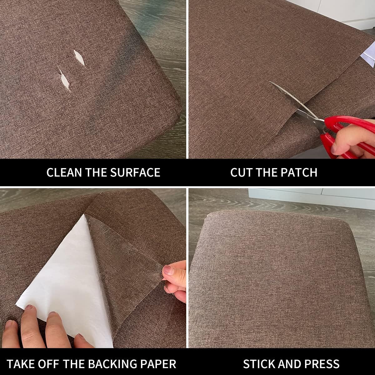 Fabric Repair Patches, 17X158 Inch Linen Repair Tape Self-Adhesive Fabric Patches Durable, DIY Large Linen Tape for Sofa, Couches, Furniture, Chair, Clothing （17X158 Inch, Grey）