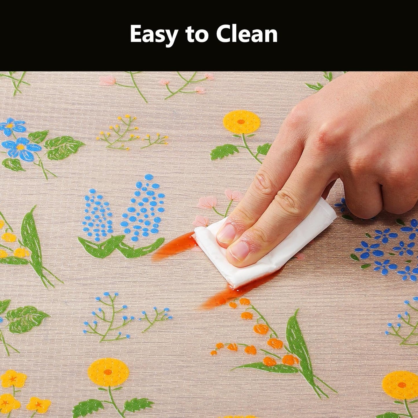 INNOLITES Non-Slip Shelf Liner – Cabinet & Drawer Liner Non-Adhesive – Waterproof Oil-Proof – Durable EVA with Floral for Kitchen Cabinets Refrigerator – BPA-Free, Easy to Cut 11.8" x 236"