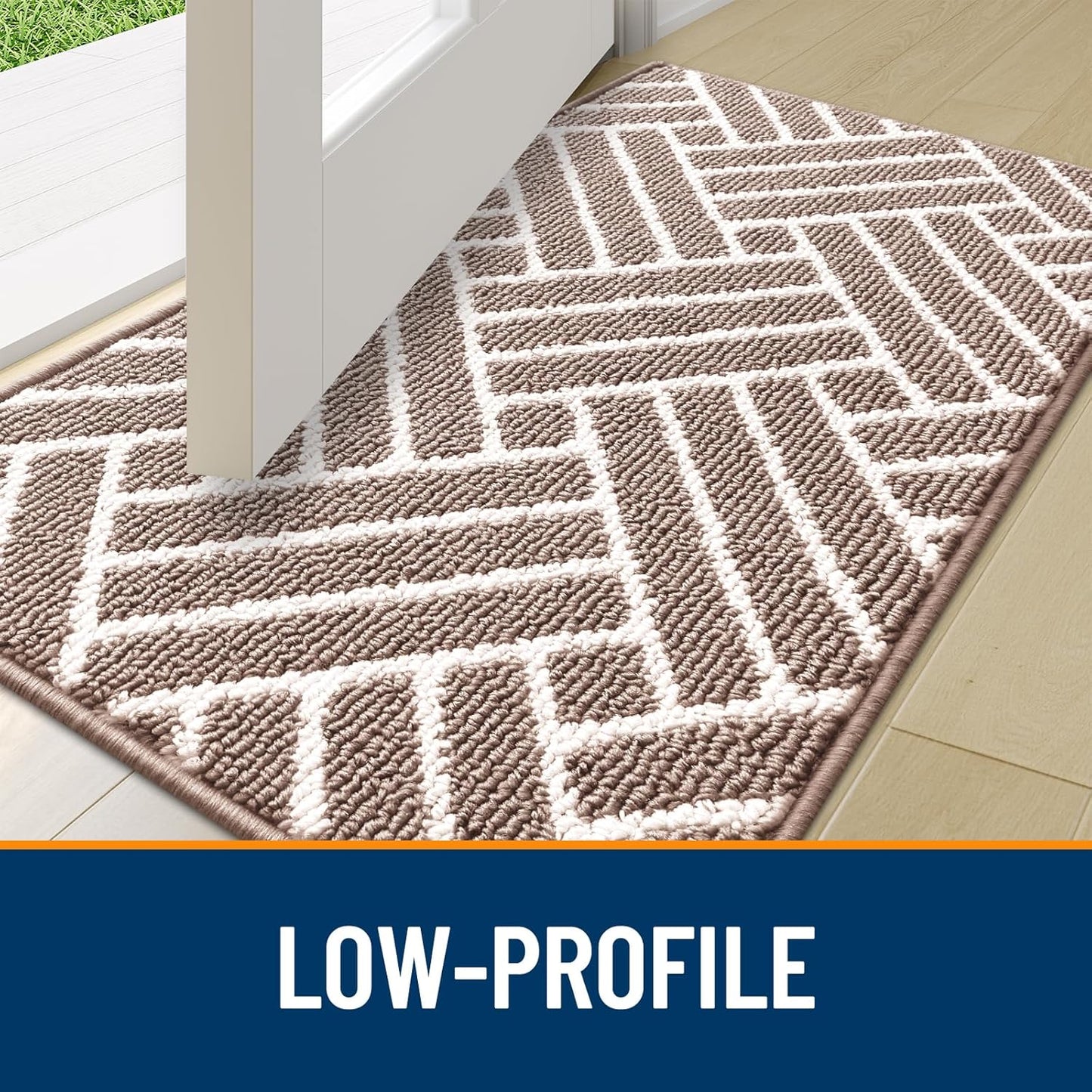 OLANLY Large Indoor Door Mat, 59x35 Inch, Dirt Resistant and Absorbent, Non-Slip Rubber Backing Floor Mats, Easy Clean Low-Profile Doormat for Entryway, Front Door, and Inside Entrance, Brown