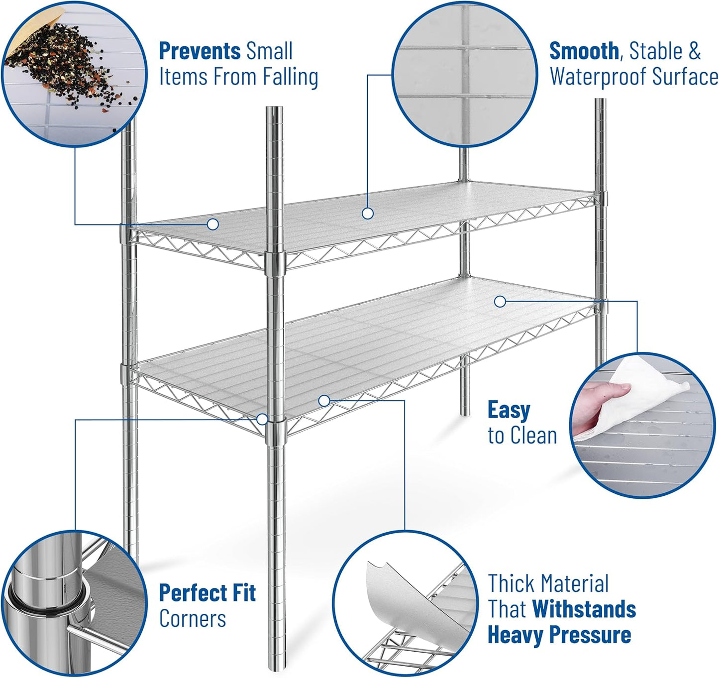 Sterling Shelf Liners for Wire Shelf System: Set of 4 in Graphite: 14 x 36 inch: Plastic Wire Shelving Mats