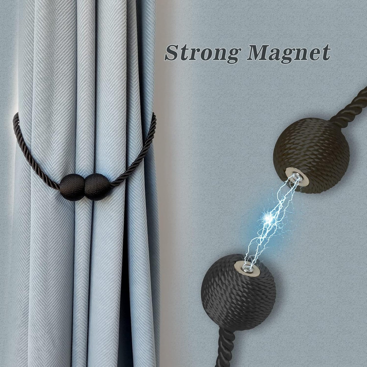 Hion Magnetic Curtain Tiebacks Golden 6 Pack, Curtain Tiebacks Buckles Holdbacks Holders Hooks Clip for Home Bedroom Office Decorative Thick or Thin Curtain