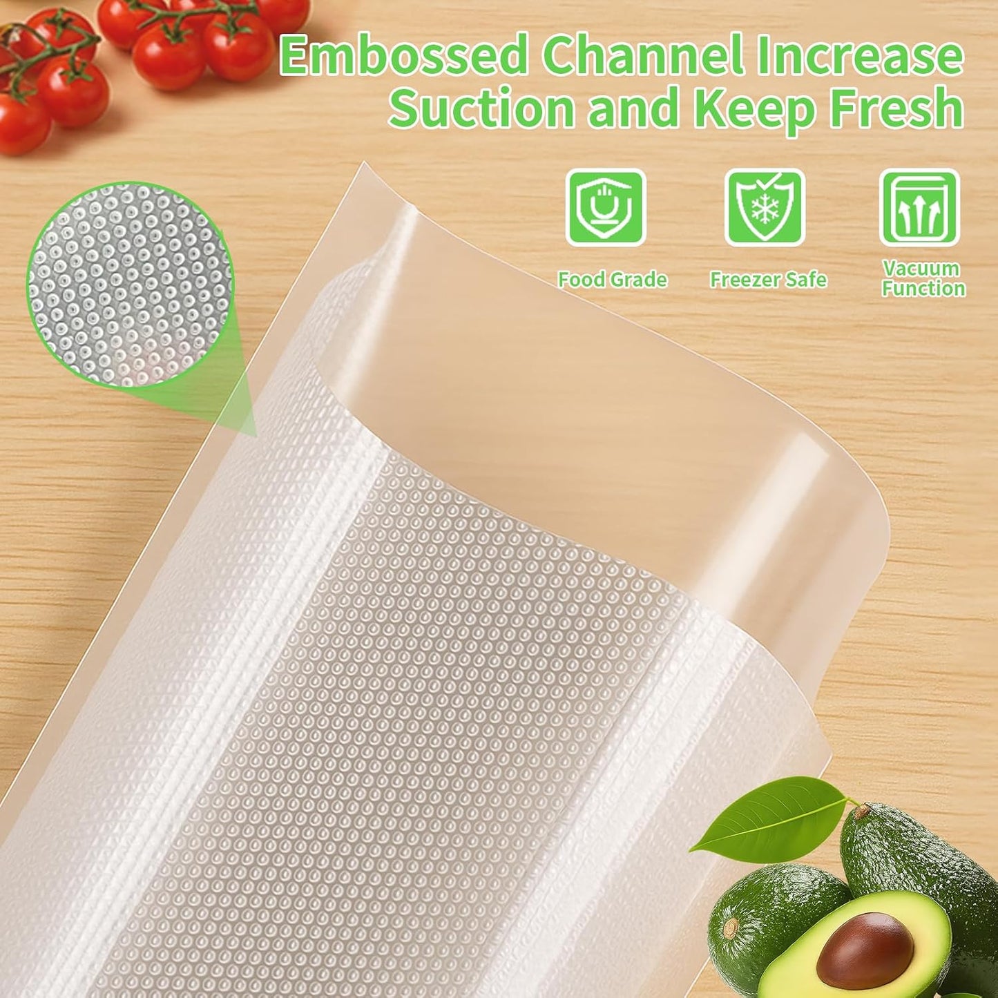 MakMeFre 150 Count Vacuum Sealer Bags 50 of Each Size 50 Pint 6"X10",50 Quart 8"X12"and 50 Gallon11"X16" BPA Free Sous Vide Seal a Meal Vaccume Seal Pre-Cut Combo Pack Bag