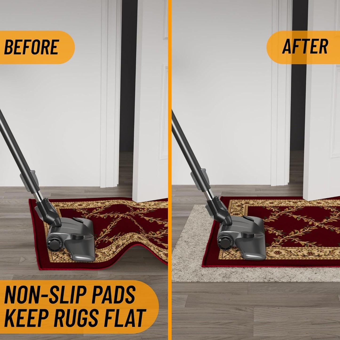 Ottomanson 7'8" x 10' Non-Slip Rug Pad Gripper 1/12 Inch Ultra Thin Dual Surface Felt + Rubber Gripper - Safe for All Floors, Cream