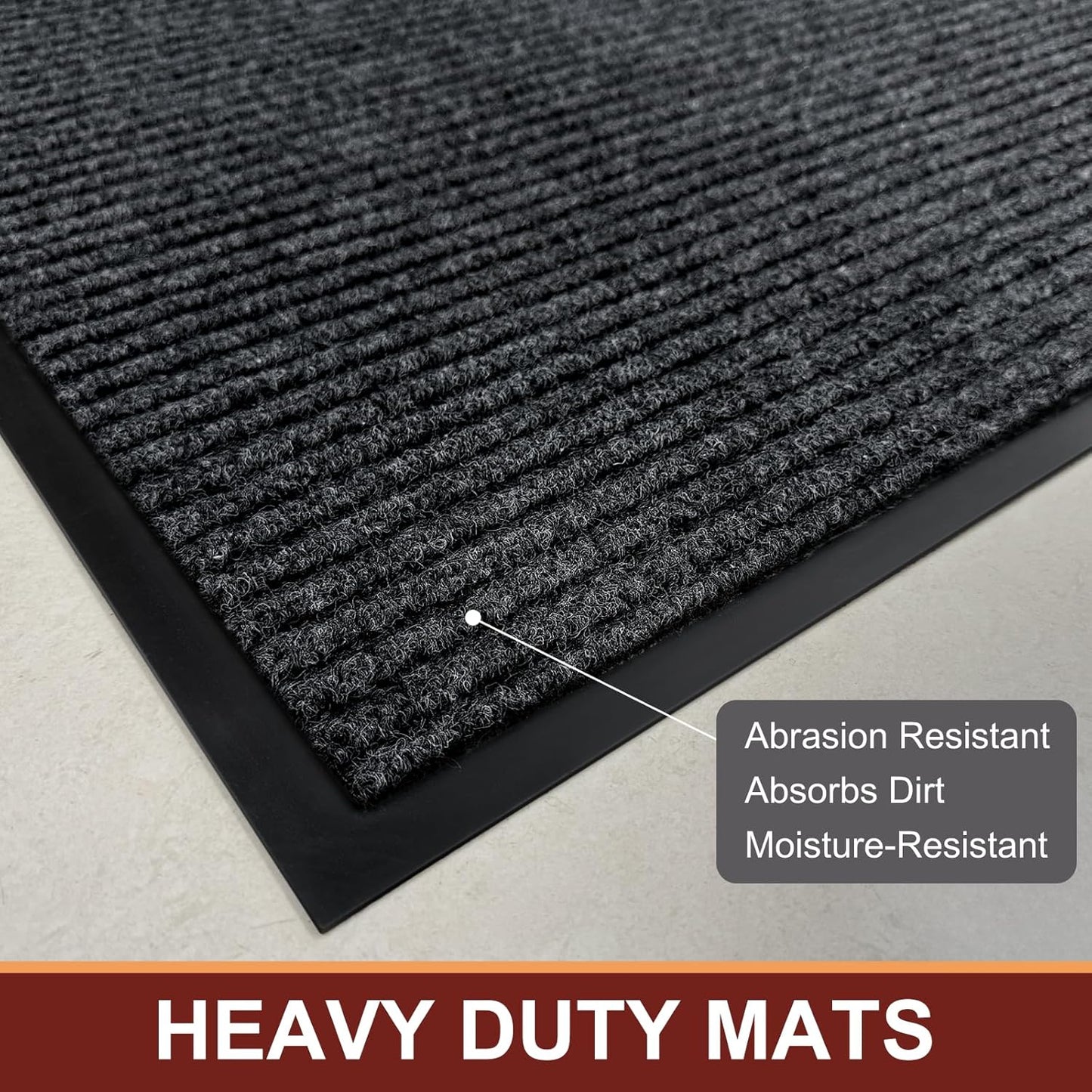 Vicwe Indoor Outdoor Door Mat, 3'x6' Heavy Duty Front Door Mat, Non-Slip Washable Doormats Entrance Mats, Dirt Resistant and Absorbent Doormat, Commercial Outdoor Entrance Floor Mat for Home Office