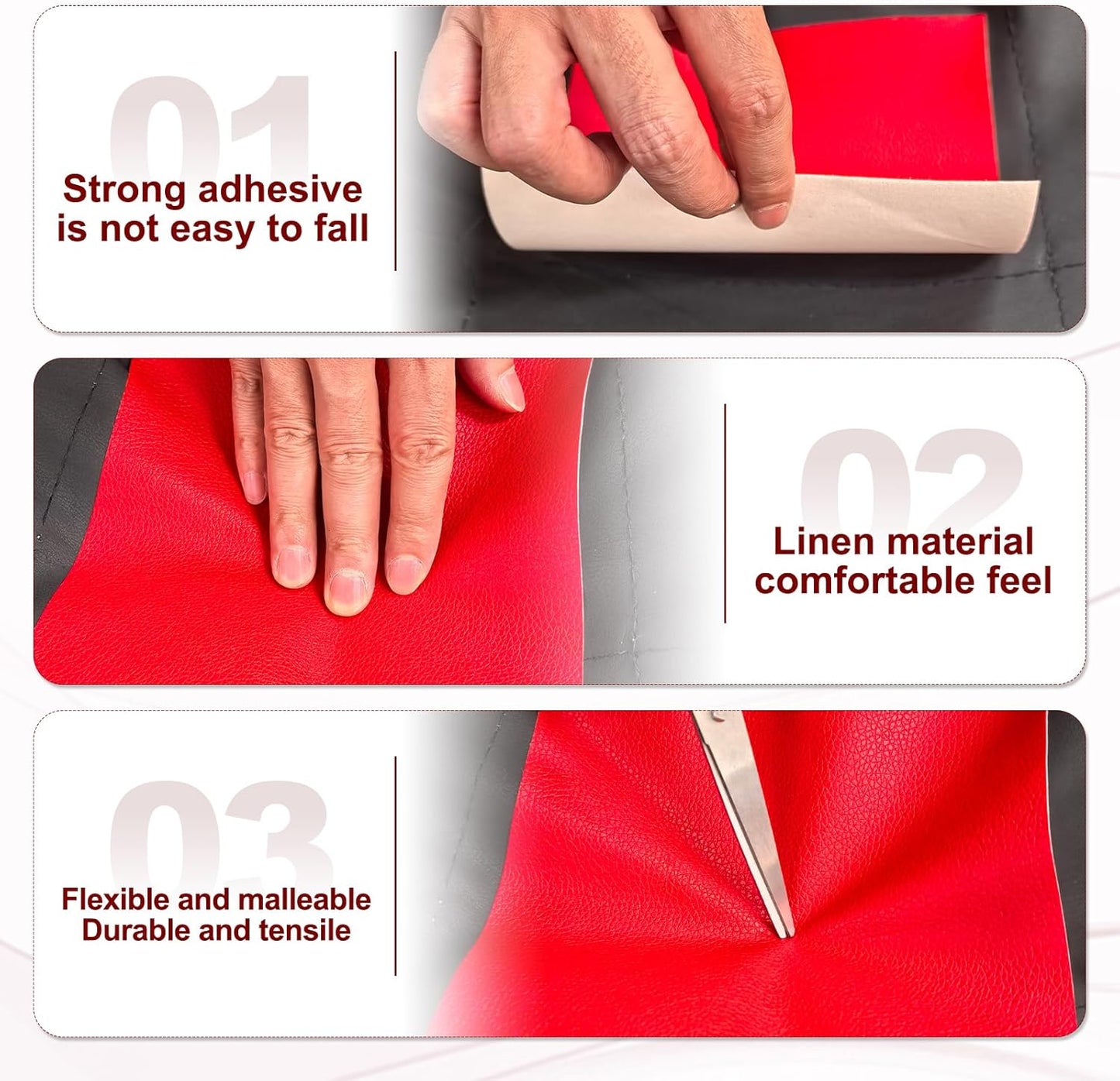 PATIKIL Leather Patches Tape for Furniture, 6.3 x 61 Inch Self Adhesive Vinyl Leather Repair Kit Cover Sheet for Couch, Sofa, Car Seats, Office Chair, Chestnut Brown