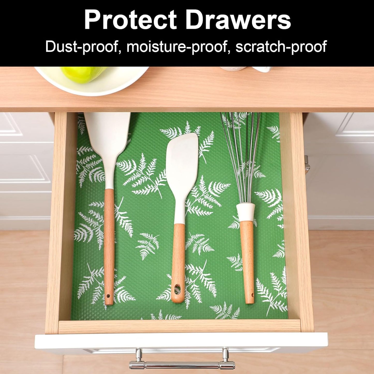 Cooyes Shelf Liners for Kitchen Cabinets, Waterproof and Oil-Proof Kitchen Cupboard Liner, Refrigerator Liners and Plastic Drawer Mats EVA Non Adhesive Shelves