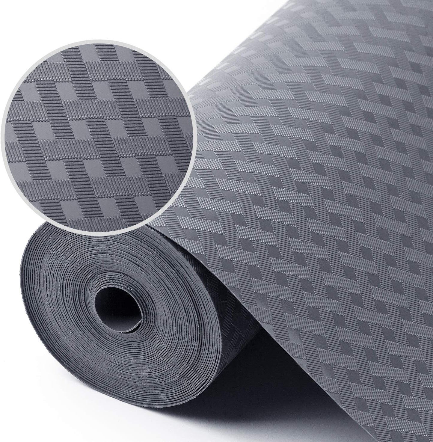 Shelf Liners for Kitchen Cabinets Refrigerator Liners Waterproof Kitchen Cupboard Liner Non-Slip Drawer Mats EVA Material Non Adhesive Fridge Liner for Shelves - Gray （11.8 x 236.2 Inches x 2 Rolls