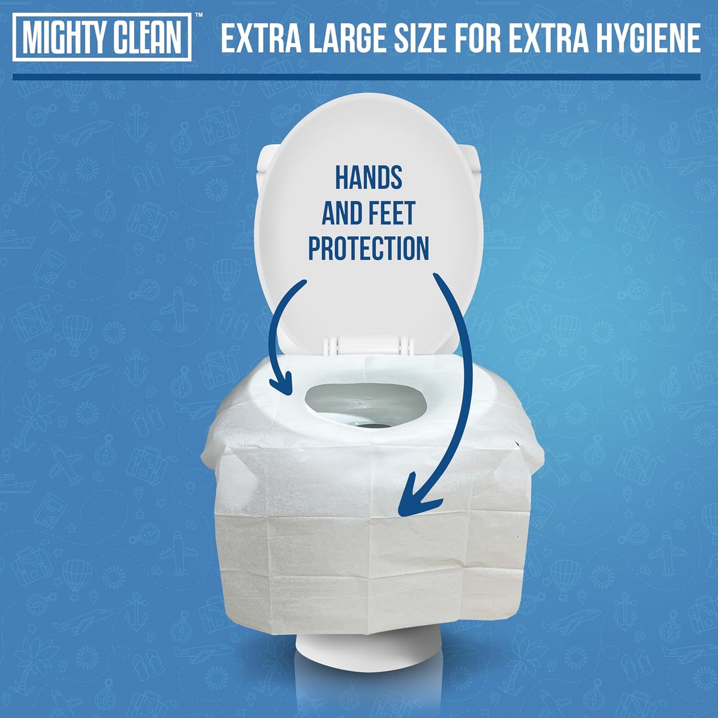 Toilet Seat Covers Flushable - Upgraded XL Size| Biodegradable Paper Covers for Adults, Kids, Toddlers | Travel Essentials for Public Restroom, Airplane, Camping (50 Pack)