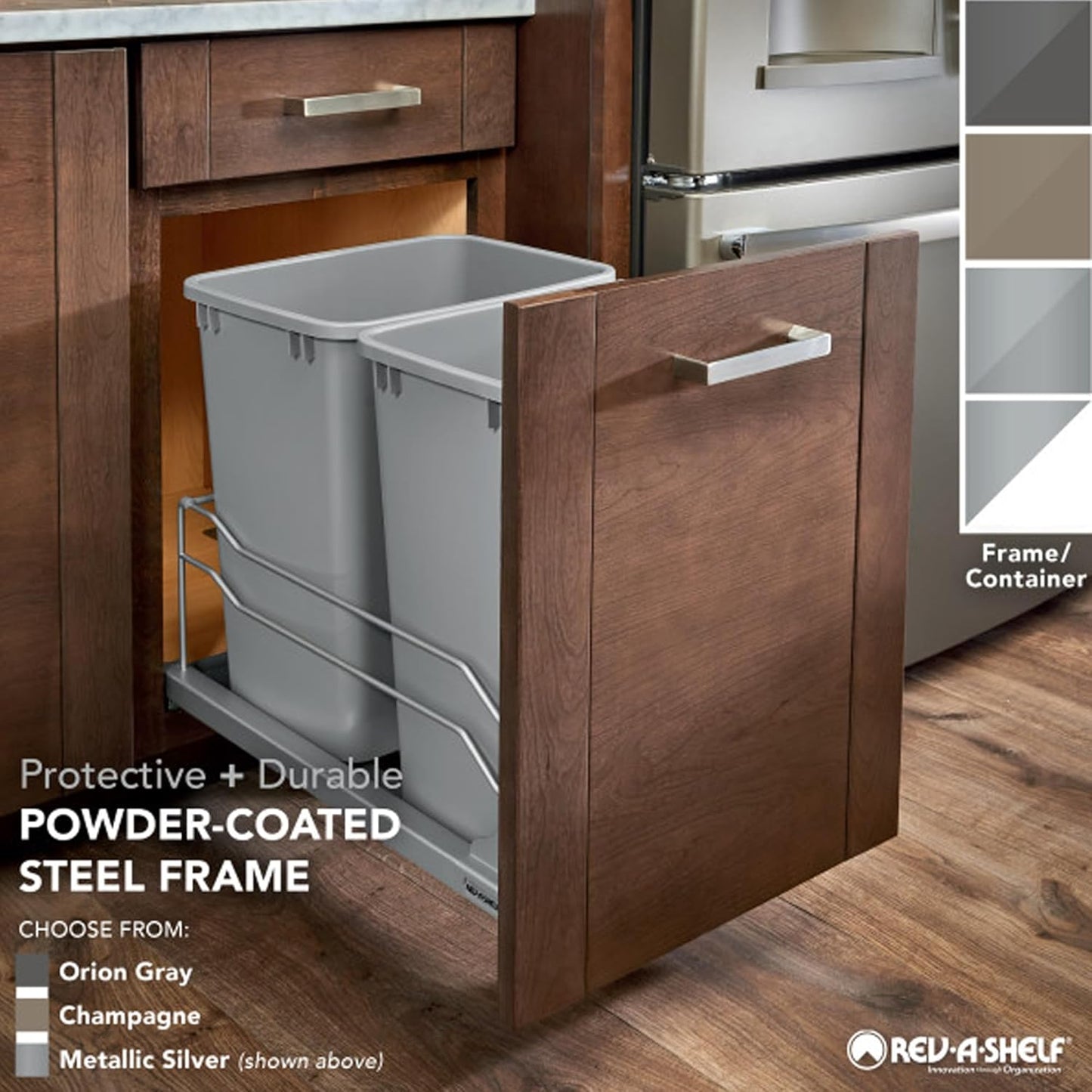 Rev-A-Shelf 53WC-1527SCDM-213 Double 27 Quart Pull-Out, Orion Gray