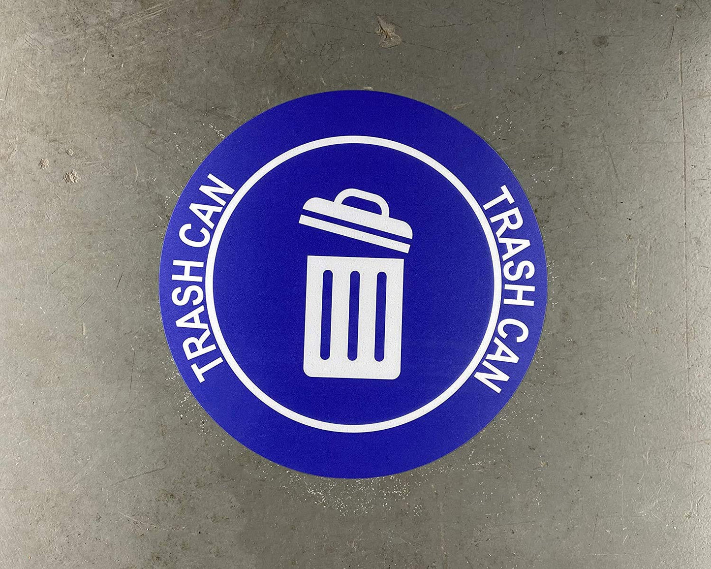 "Trash Can" Durable Laminated Vinyl Floor Sign- Sign by Graphical Warehouse- 5S Safety and Security Signage, Visual Communication Tool (22", Blue/White)