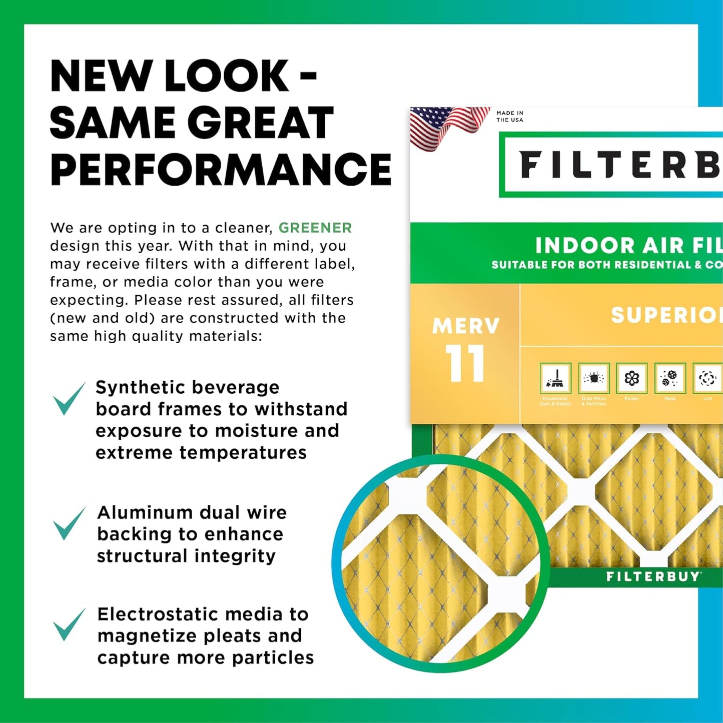 Filterbuy 14x18x2 Air Filter MERV 11 (MPR 1200) Allergen Defense Replacement (5-Pack), Electrostatic Pleated HVAC AC Furnace Filters, Made in USA (Actual Size: 13.50 x 17.50 x 1.75)