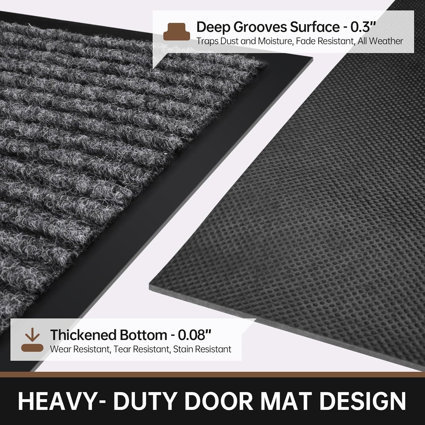 Front Door Mat, 72" x 24" Heavy Duty Indoor Outdoor Doormat, Non-Slip Welcome Mats for Entryway, Rubber Backing Low Profile Commercial Door Mats