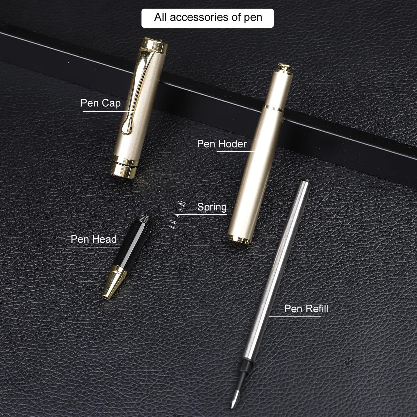 YIVONKA Luxury Ballpoint Pens Best Ball Pen Gift Set for Men & Women Professional Executive Office Nice BallPens Classy Gift Box Ballpoint Black Refill Line width 0.5mm (2 gold)