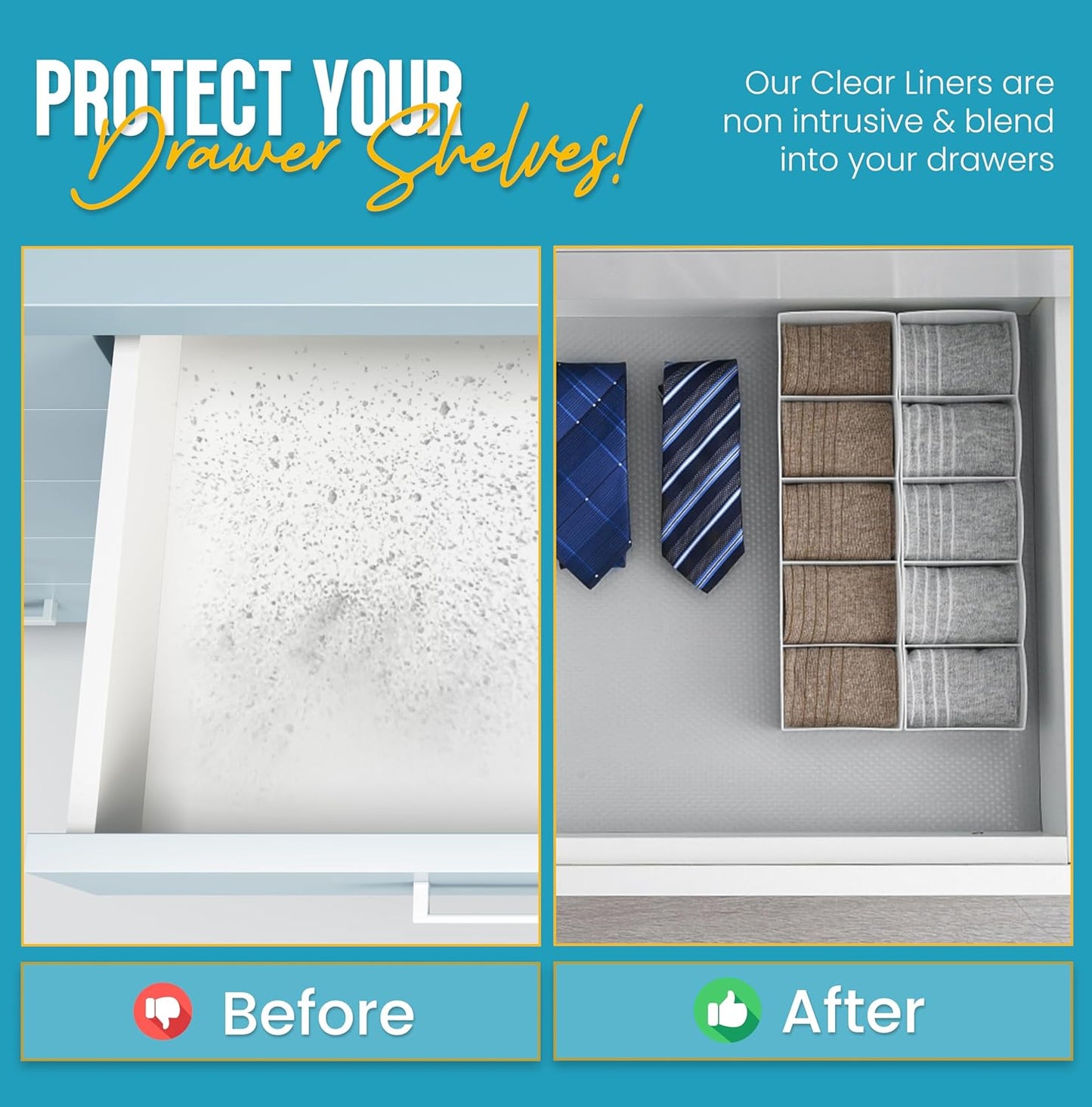 Shelf Liner Drawer Liner for Kitchen Cabinets Non-Adhesive by Linda’s Essentials (12 x 120 Inches) - Non-Slip Easy Clean Kitchen Cabinet and Cupboard Protector, Waterproof Mat, Clear Roll