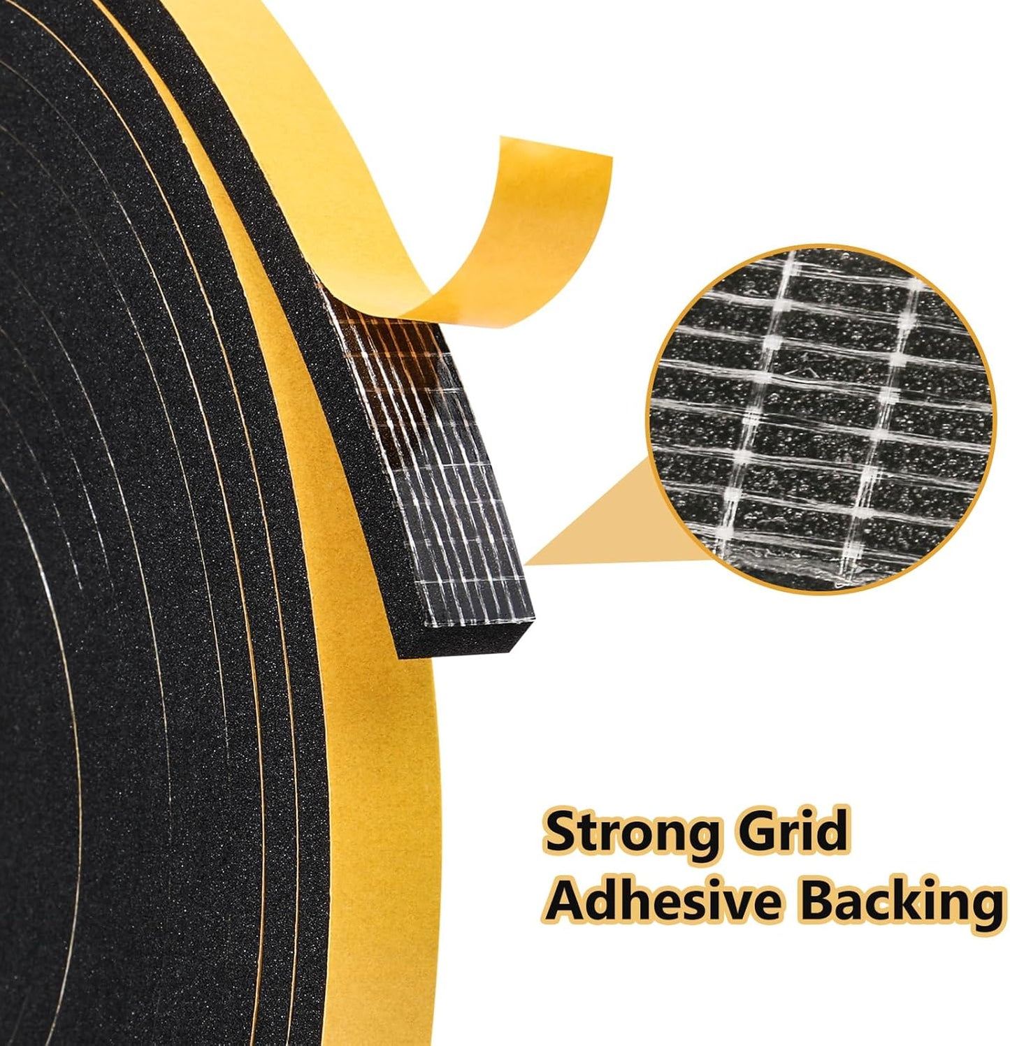 32Feet Weather Stripping Seal (2 Inch X 1/16 Inch) for Door Window, High Density Foam Tape, Soundproofing, Insulation Strip, Door Sealers for Door Frame- Black