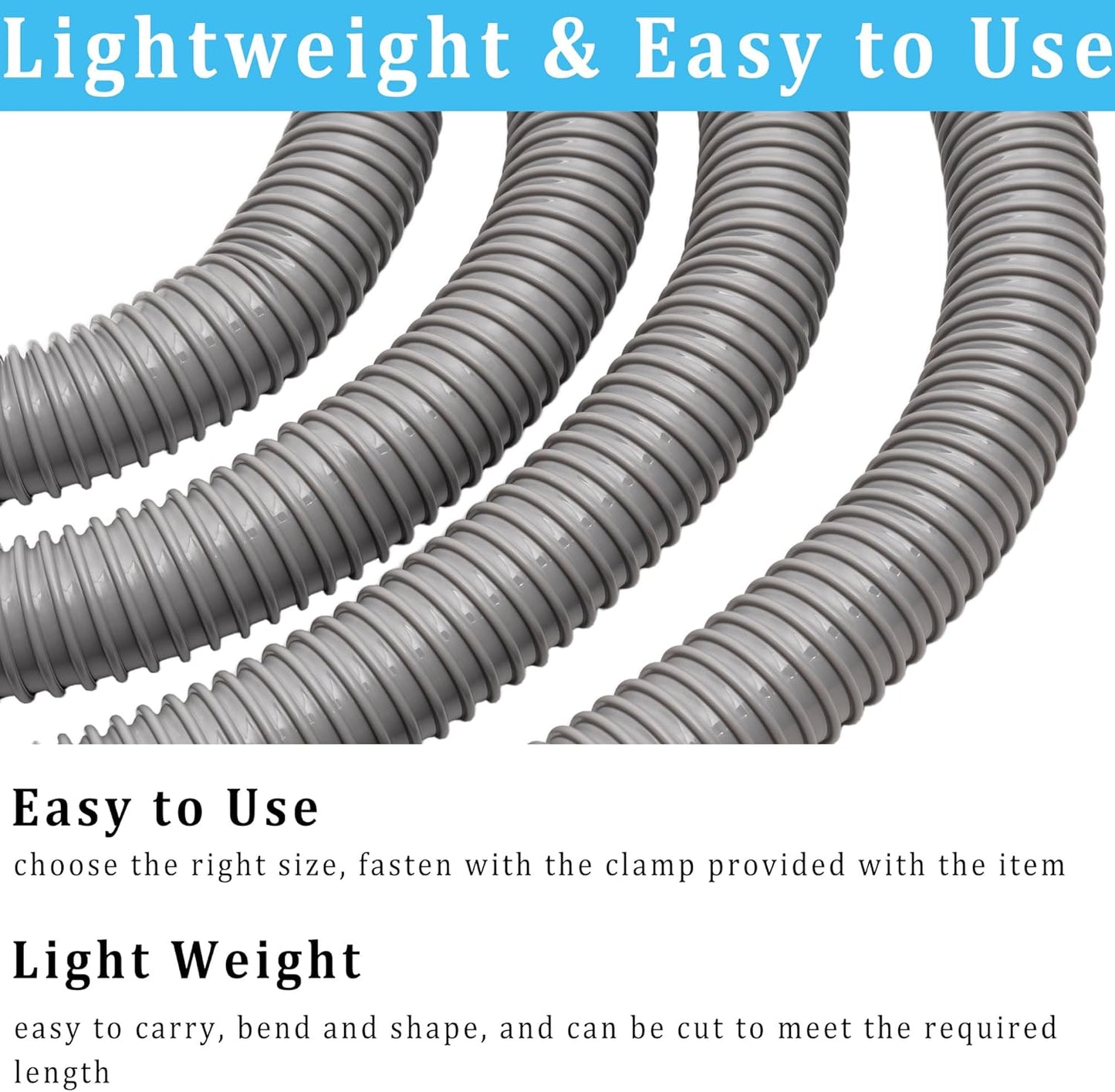 Dust Collection Hose 1.5 in × 20 ft Heavy Duty Flexible PVC Reinforced Thicken Helix Suction Discharge Corrugated Pipe Hose for Fume Dust Collector Fitting Wood Chip Saw (1.5 inch gray hose)