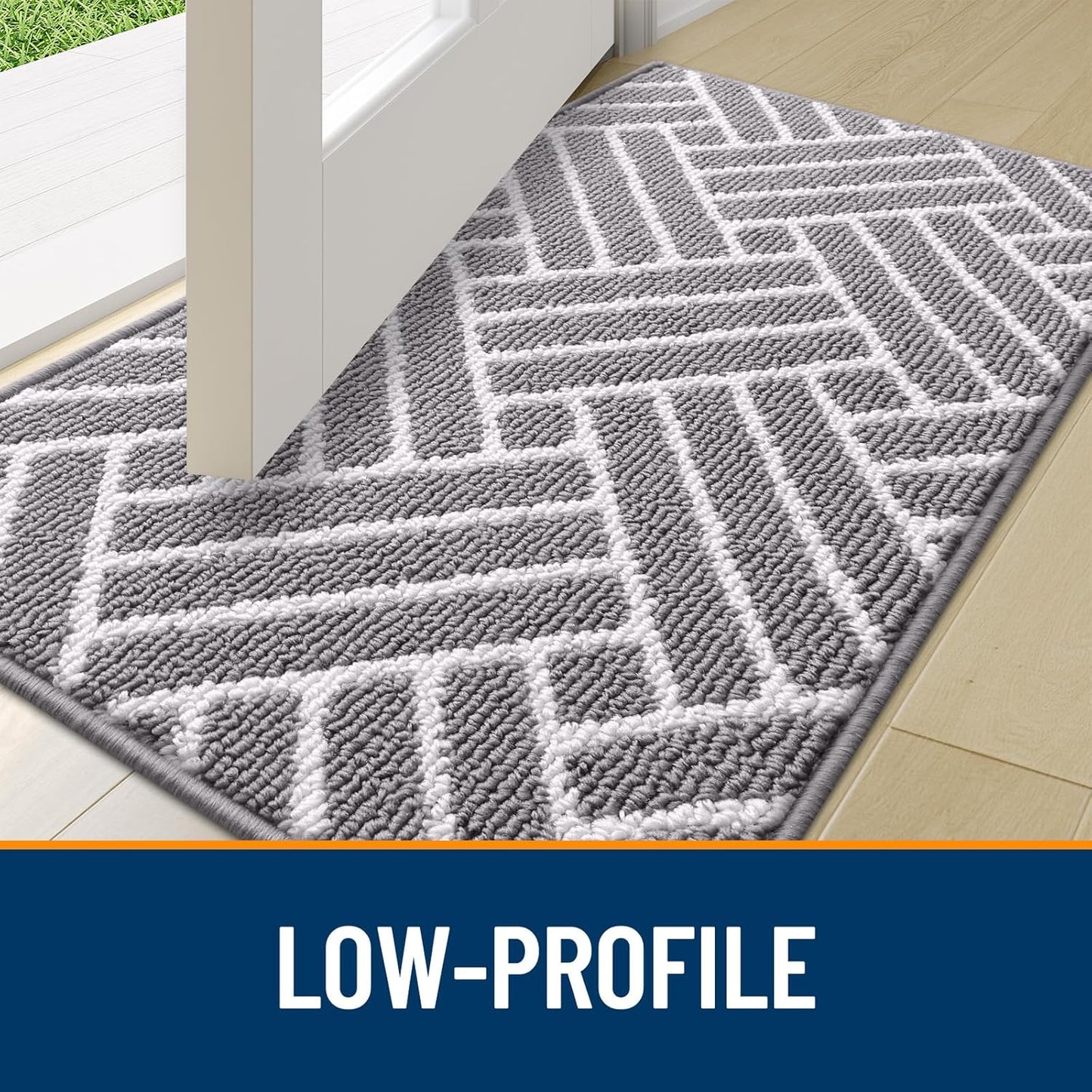 OLANLY Indoor Door Mat, 40x32 Inch, Dirt Resistant and Absorbent, Non-Slip Rubber Backing Floor Mats, Easy Clean Low-Profile Doormat for Entryway, Front Door, and Inside Entrance, Grey
