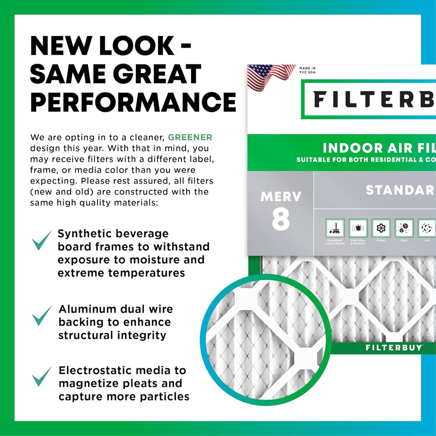Filterbuy 15x30x1 Air Filter MERV 8 (MPR 700) Dust Defense Replacement (6-Pack), Electrostatic Pleated HVAC AC Furnace Filters, Made in USA (Actual Size: 14.50 x 29.50 x 0.75)