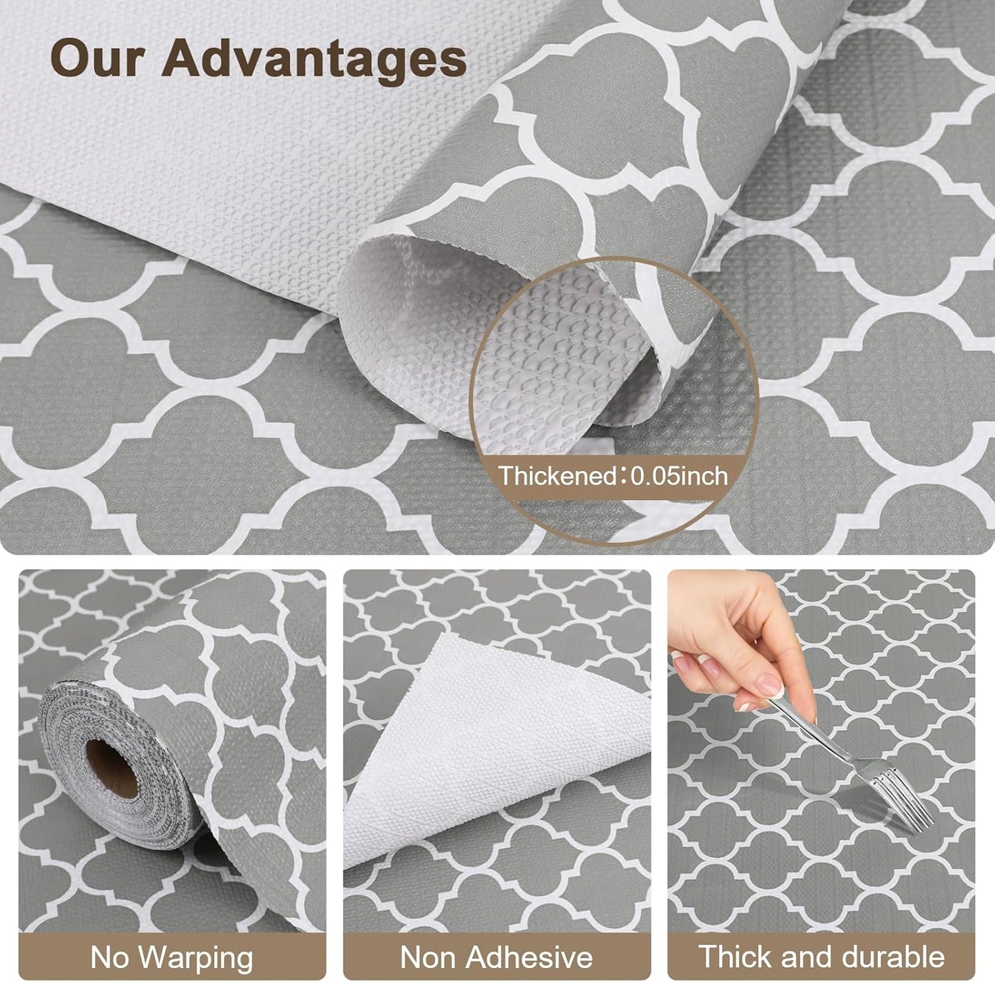 OcePor Non-Adhesive Drawer and Shelf Liner 12IN x 30FT，Non Slip Cabinet and Cupboard Liner, Kitchen Cabinet Liners for Shelves, Waterproof Drawer Shelf Liners for Cabinets/Bathroom Cupboard