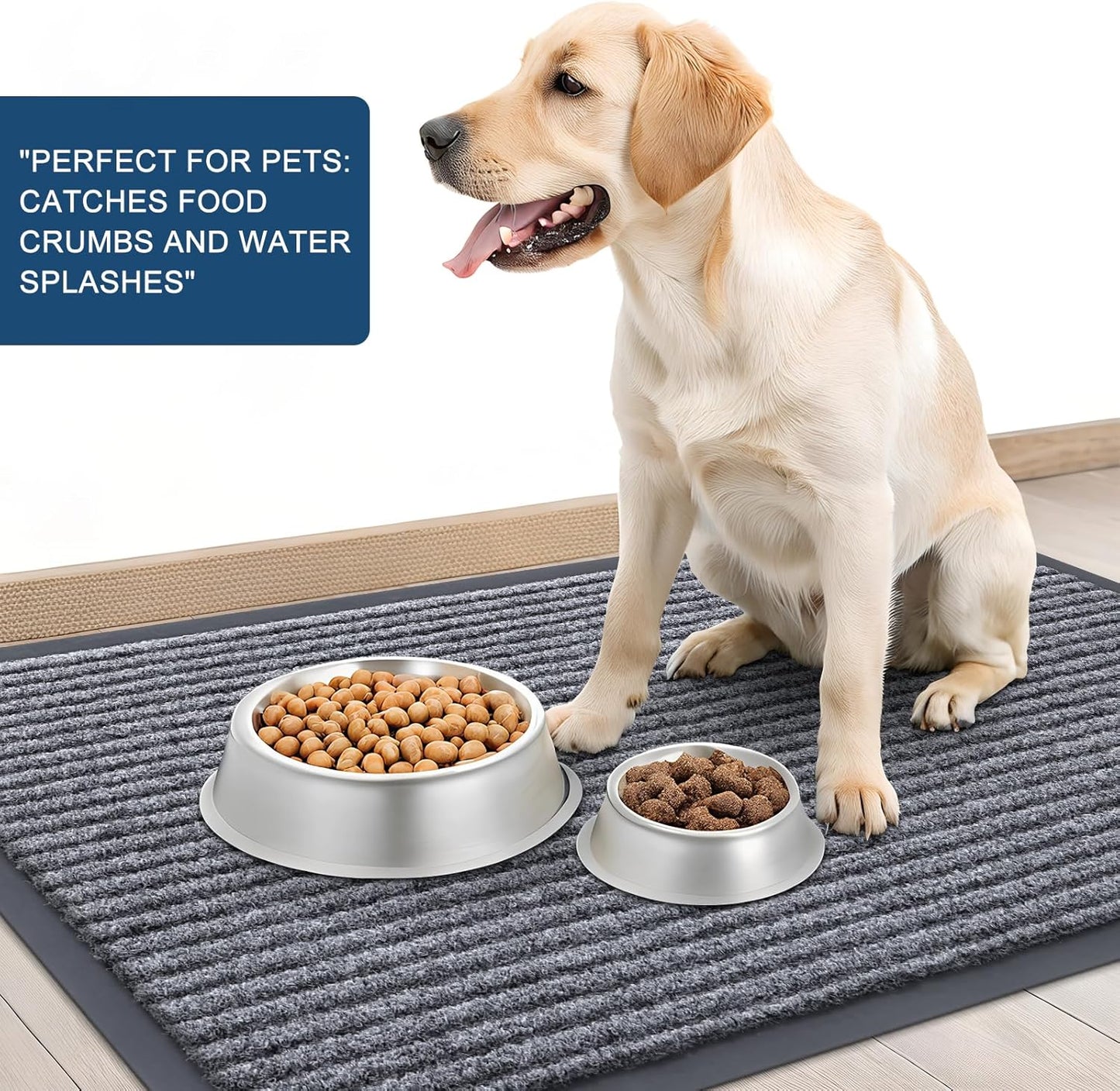 OLANLY Front Door Mat Indoor Outdoor Entrance, Waterproof Heavy Duty Doormat, Fade Resistant, Low Profile, Easy Clean Patio Porch Welcome Floor Mats for Entry, 35x23, Light Gray