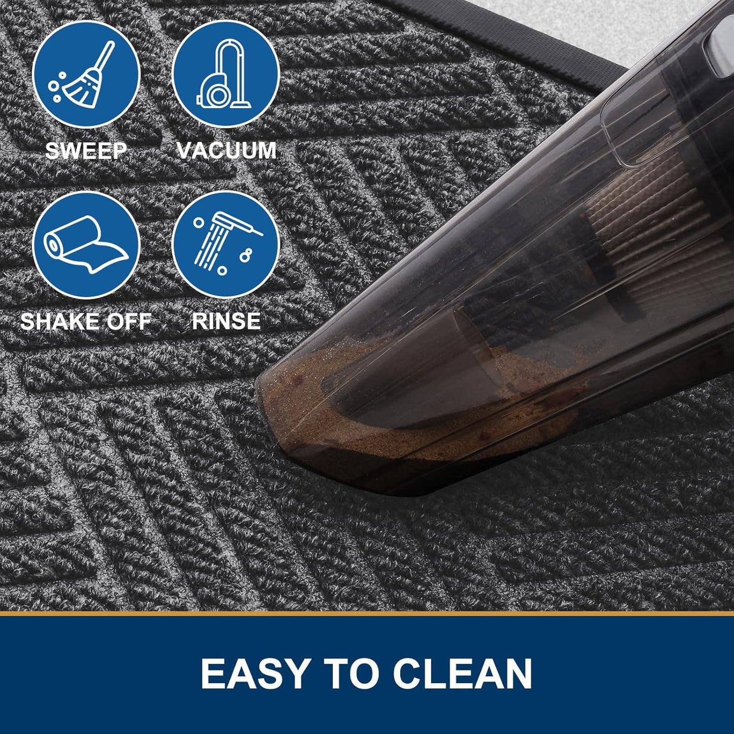 Smiry Front Door Mat Outside Entrance, Heavy Duty Outdoor Indoor Mat, Natural Rubber Doormat, Non Slip, Trap Dirt and Moisture, Easy Clean, Low Profile Patio Porch Entryway Mat, 71x47, Light Grey